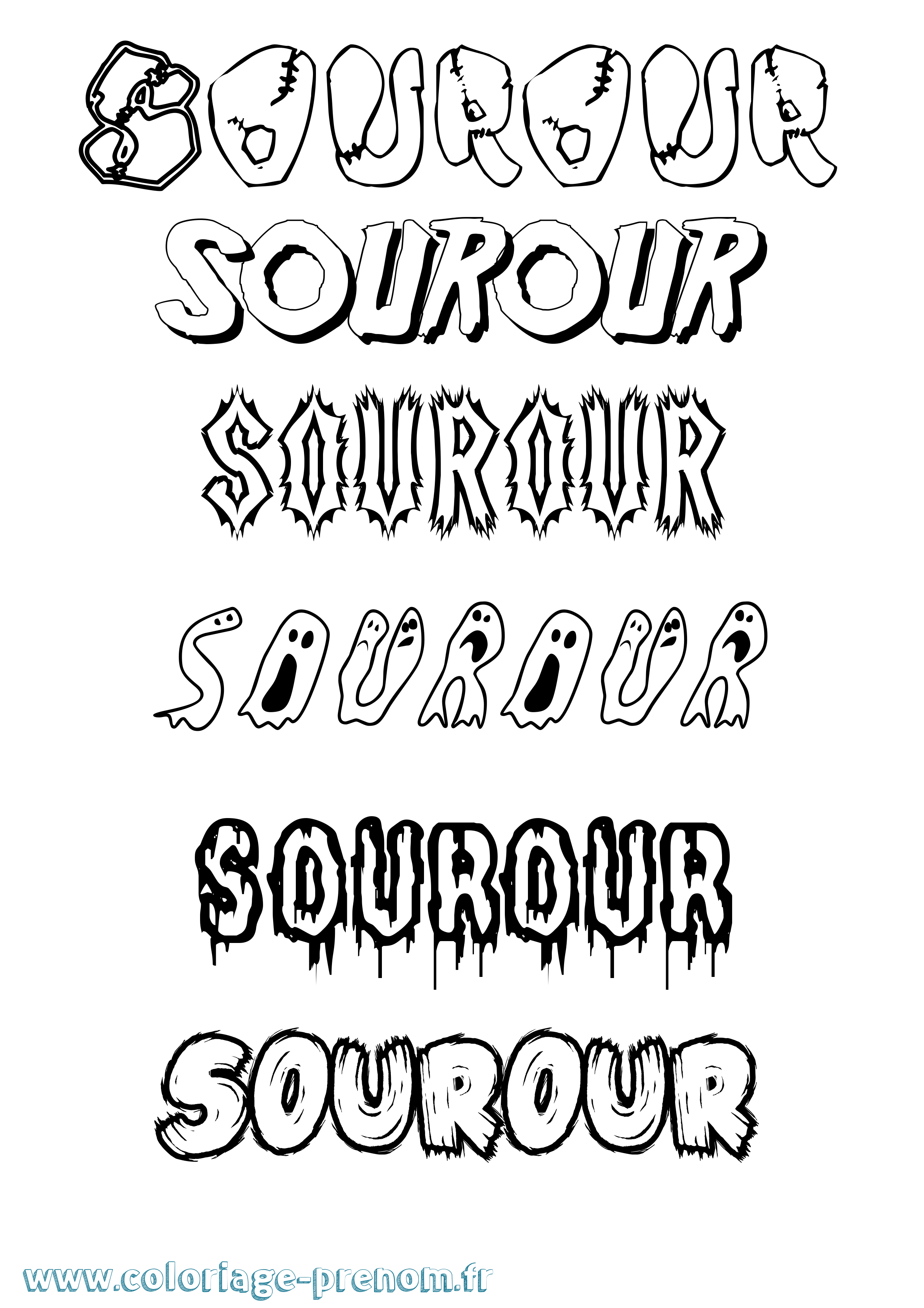 Coloriage Sourour Frisson Coloriage prénom Sourour Frisson