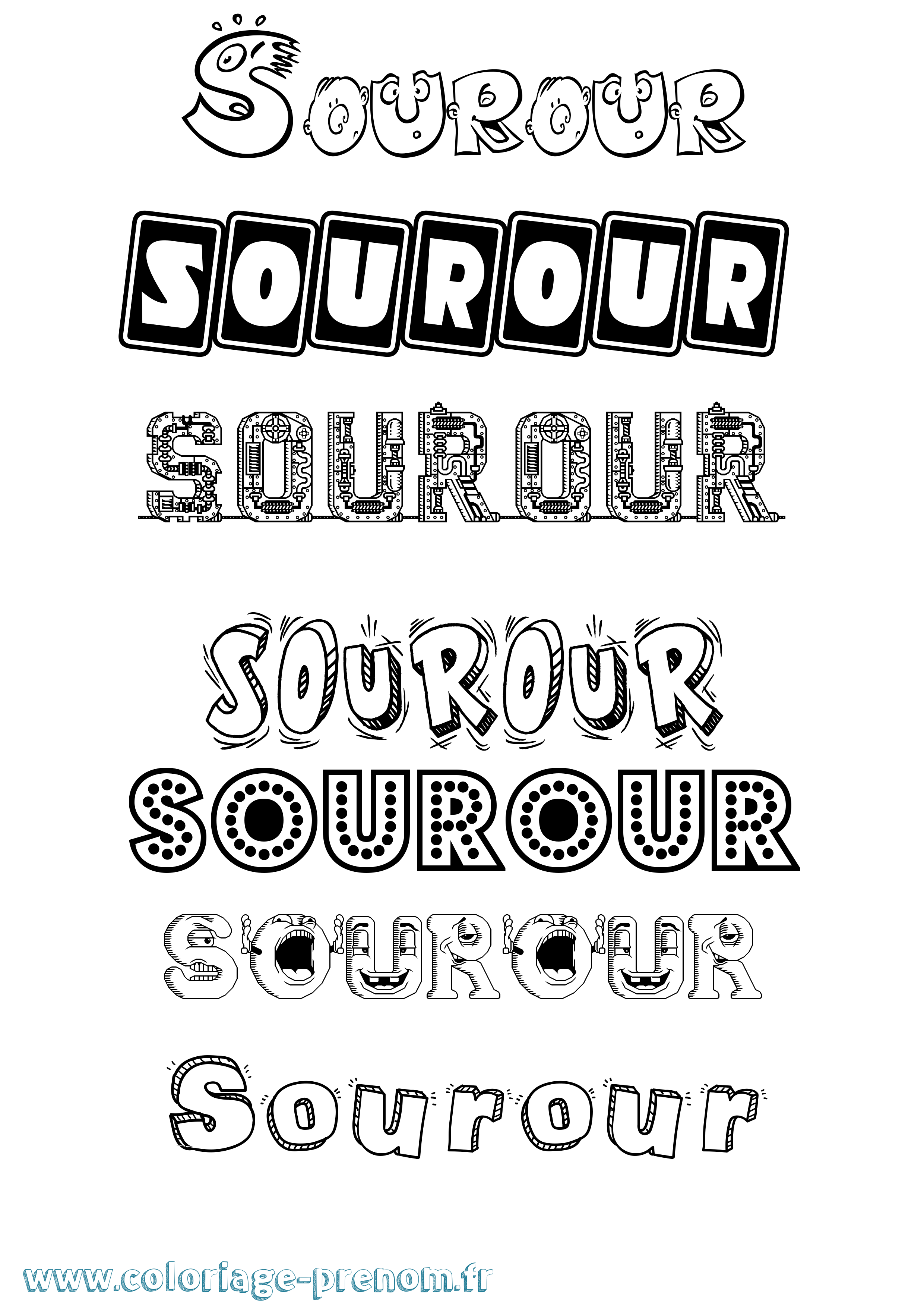 Coloriage Sourour Fun Coloriage prénom Sourour Fun