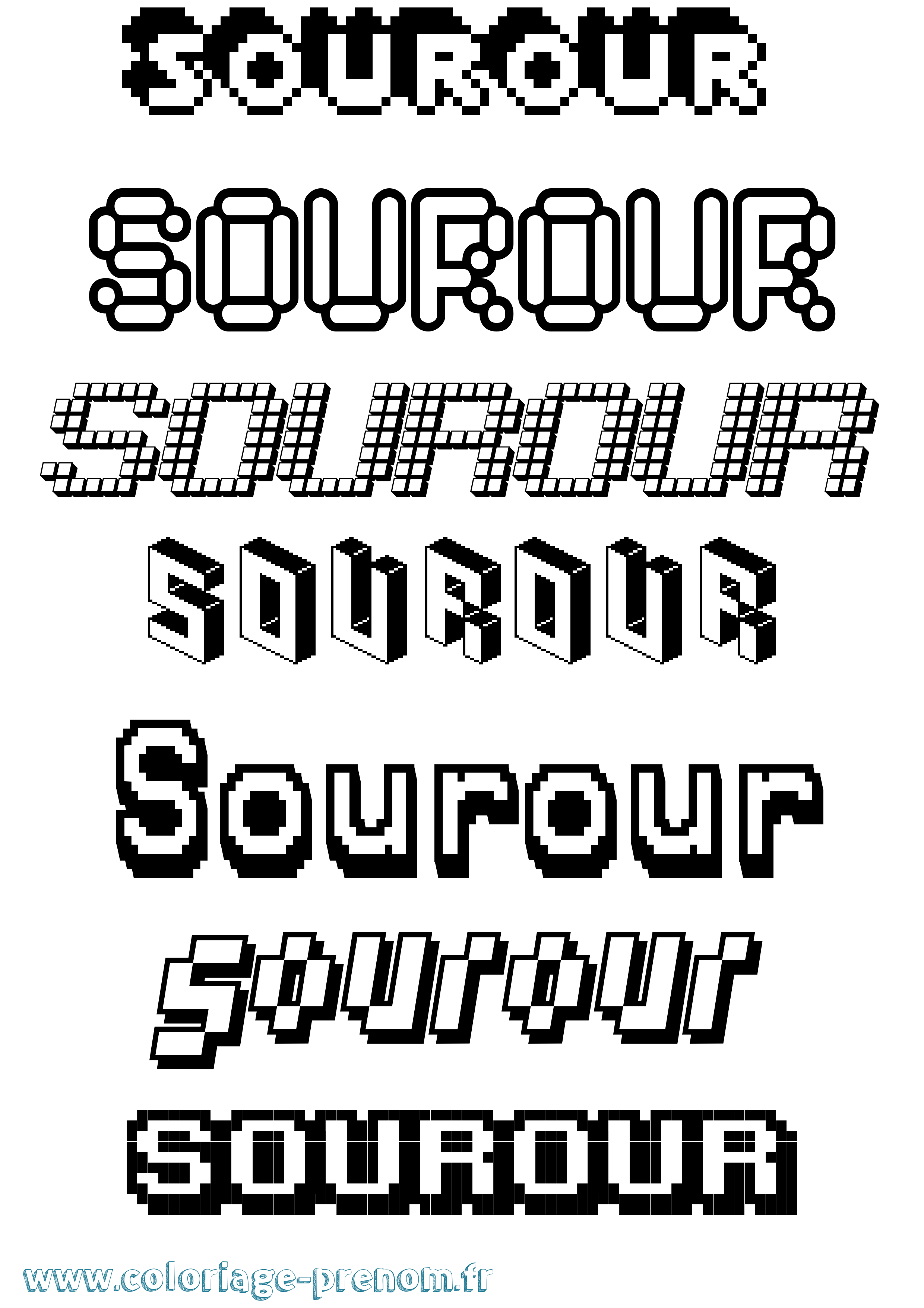 Coloriage Sourour Pixel Coloriage prénom Sourour Pixel