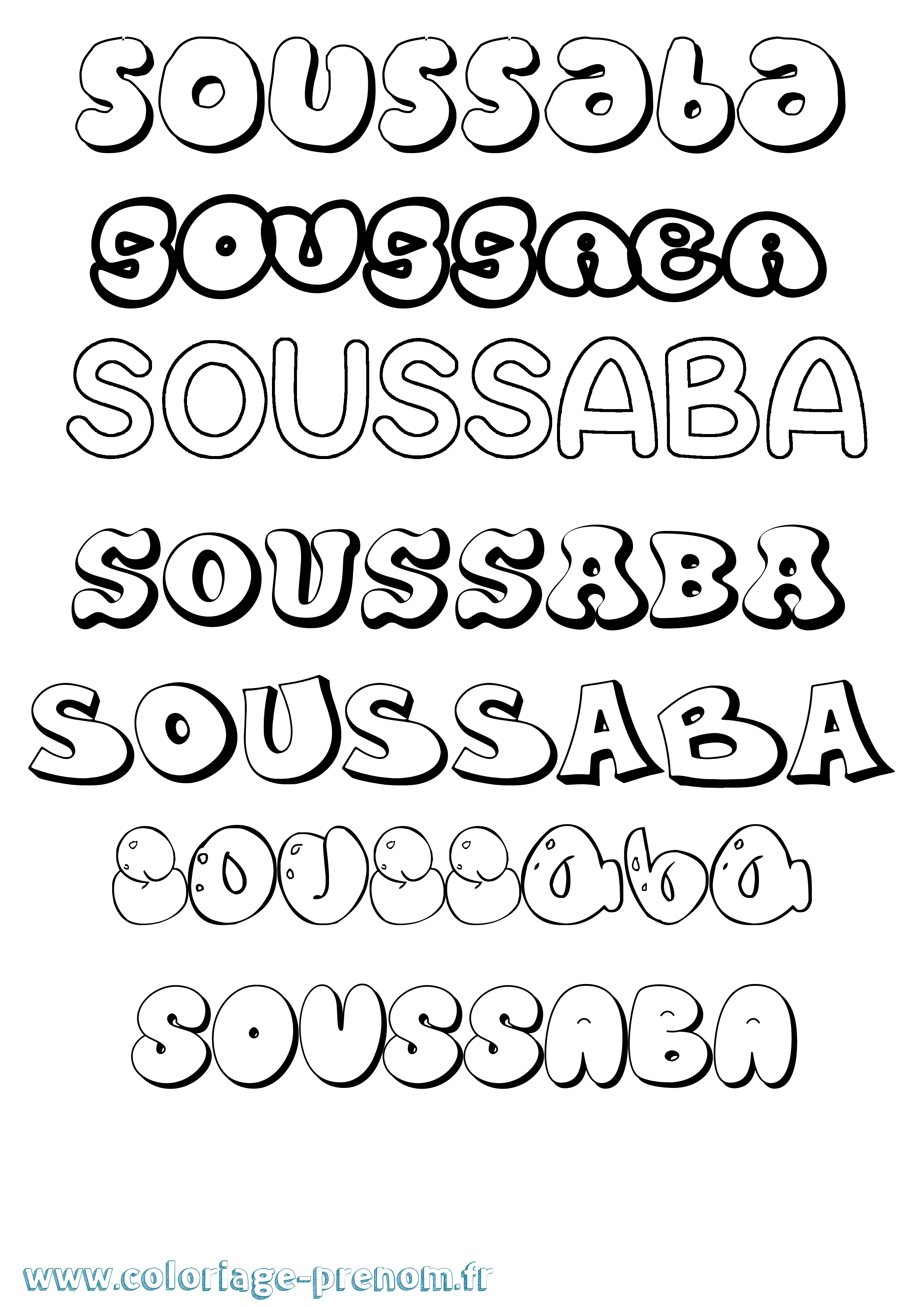 Coloriage Soussaba Bubble Coloriage prénom Soussaba Bubble