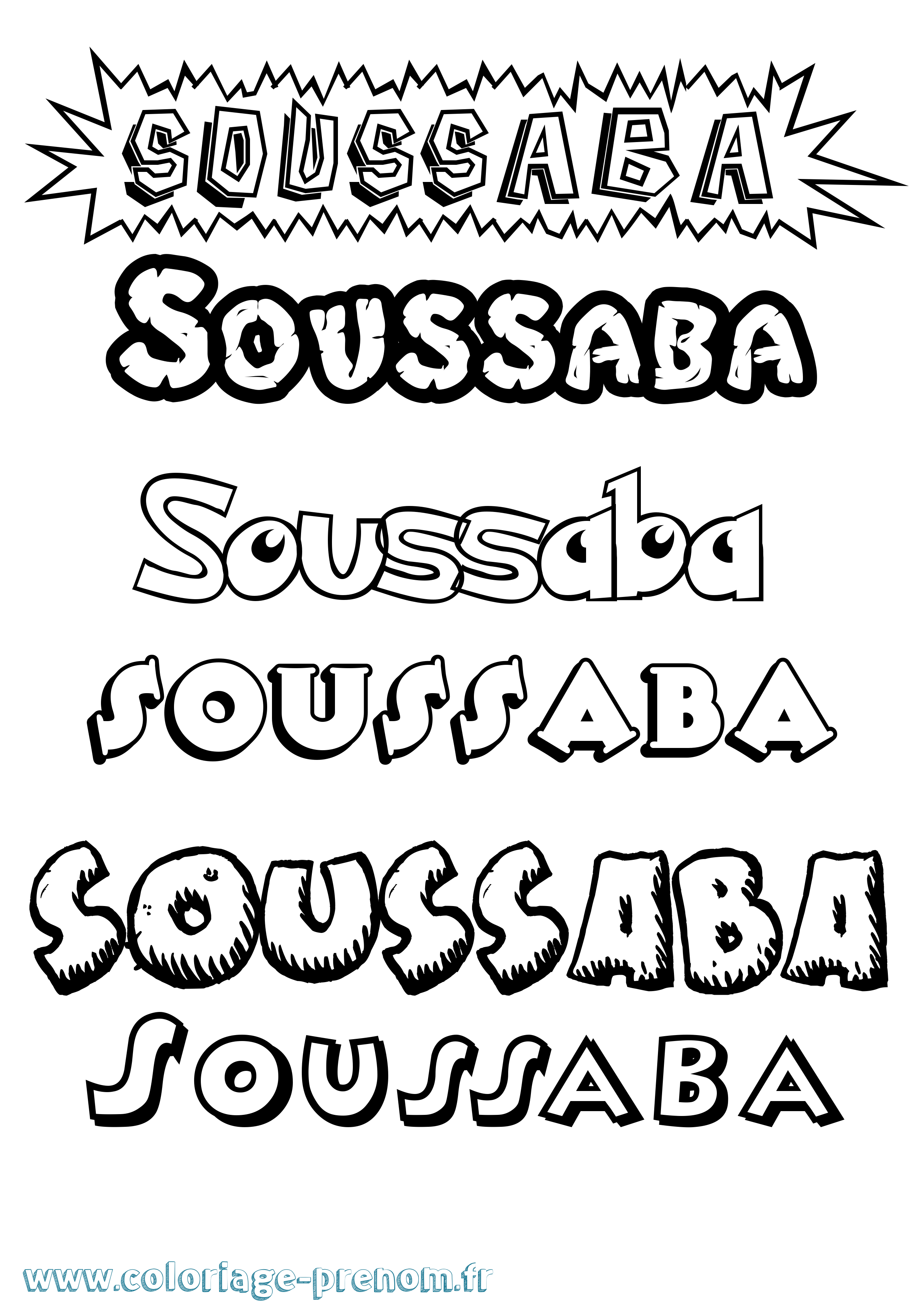 Coloriage Soussaba Dessin Animé Coloriage prénom Soussaba Dessin Animé