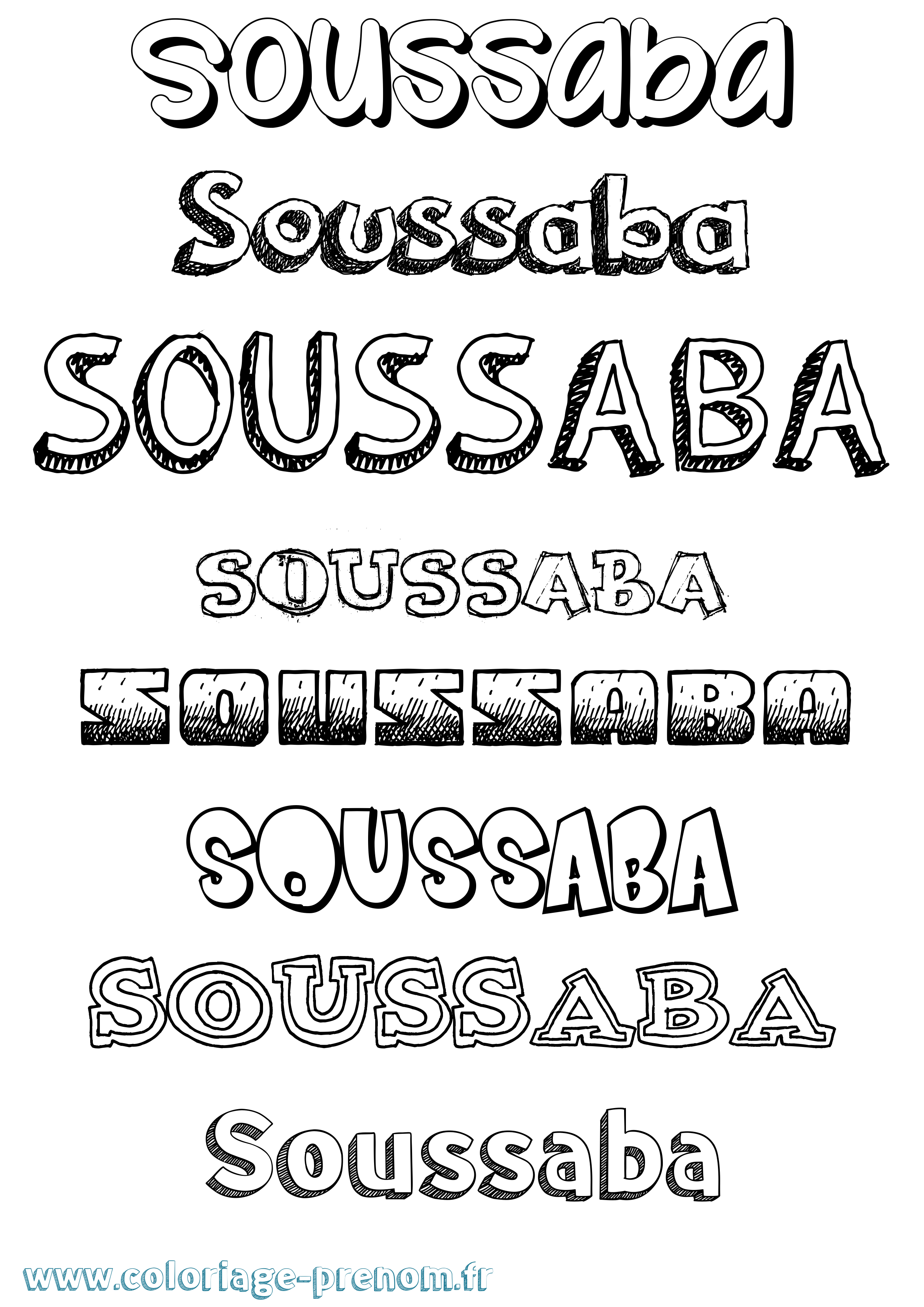 Coloriage Soussaba Dessiné Coloriage prénom Soussaba Dessiné
