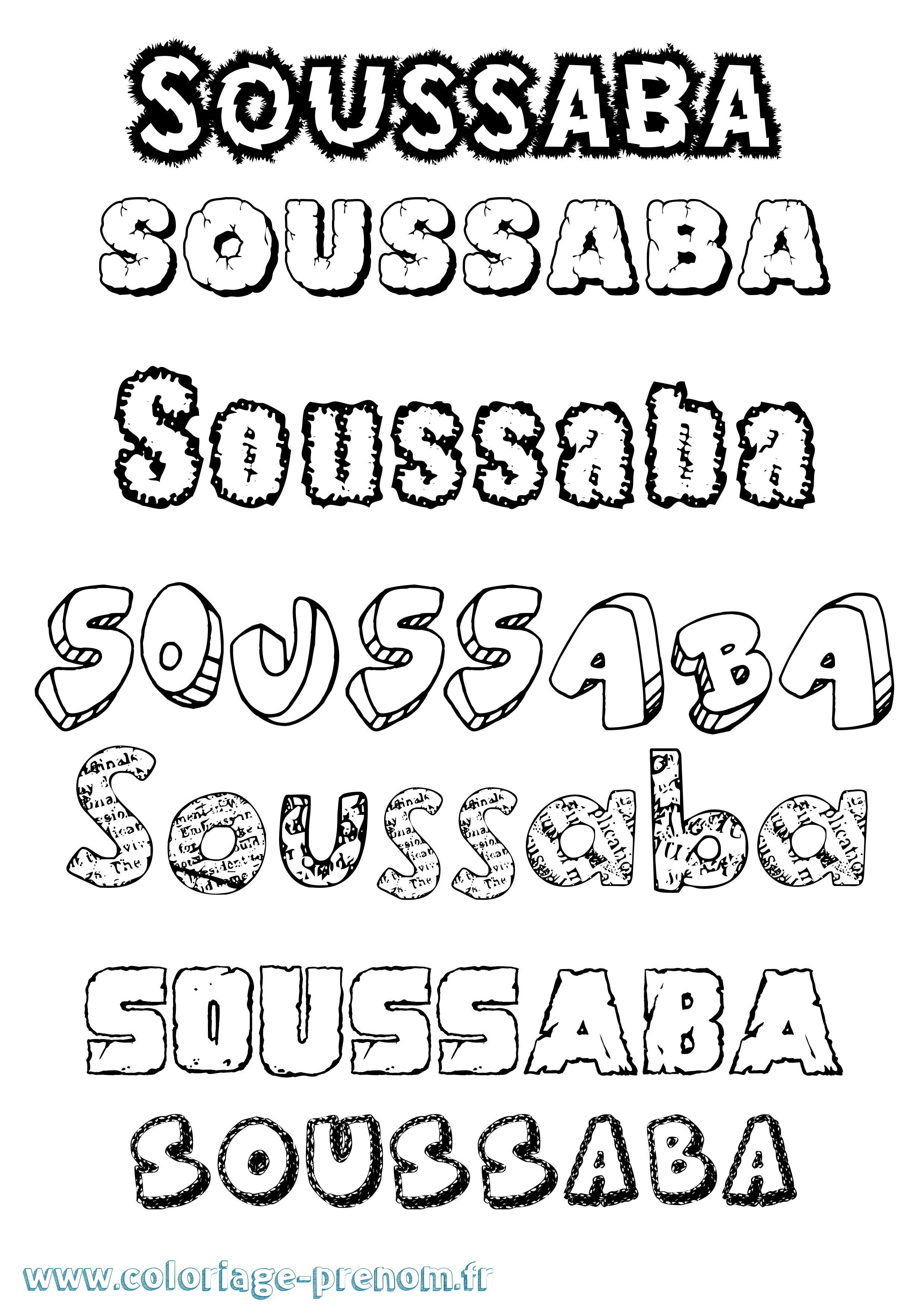Coloriage Soussaba Destructuré Coloriage prénom Soussaba Destructuré