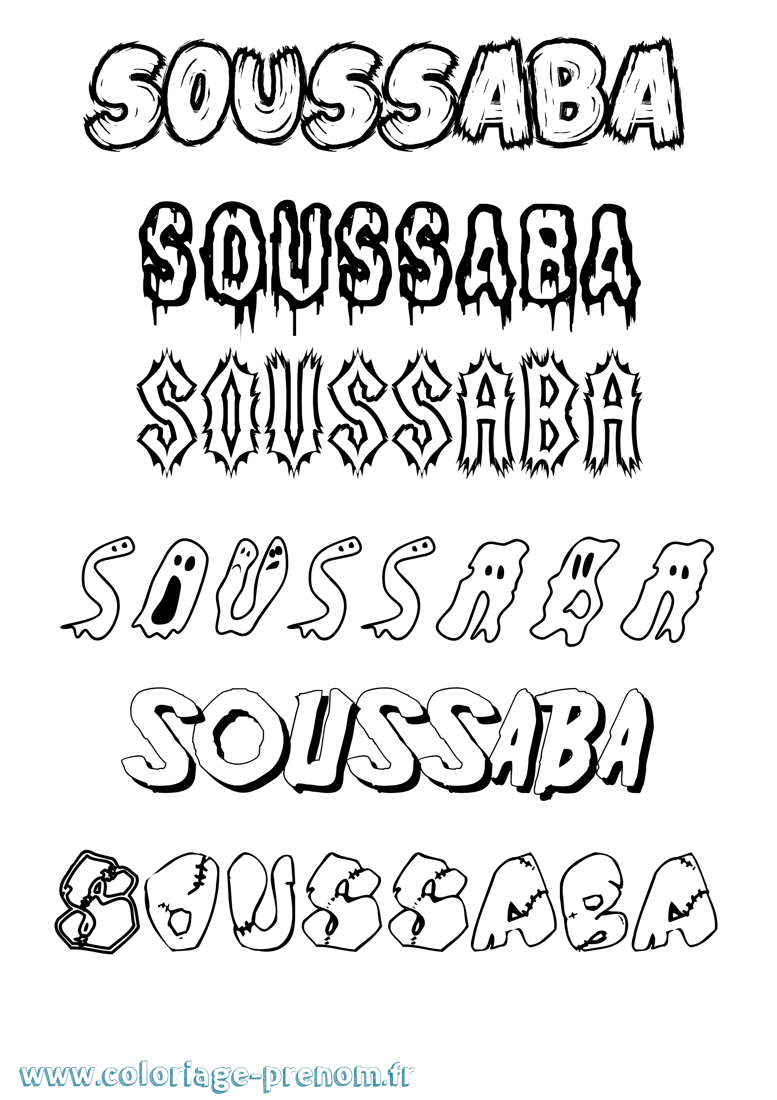 Coloriage Soussaba Frisson Coloriage prénom Soussaba Frisson