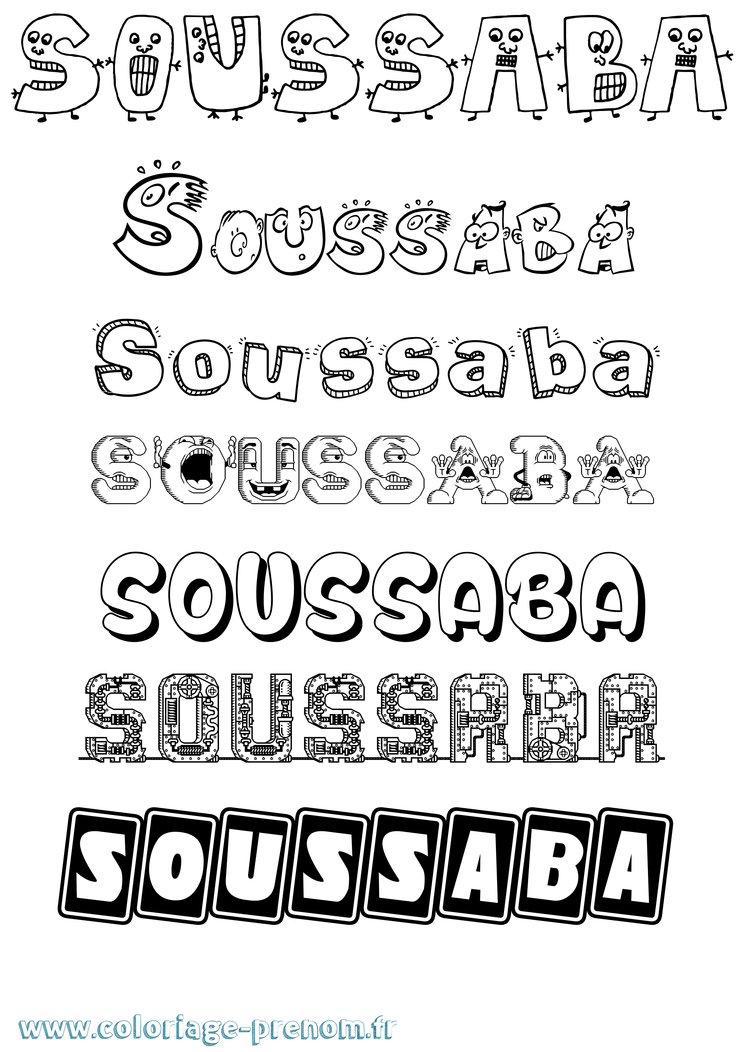 Coloriage Soussaba Fun Coloriage prénom Soussaba Fun