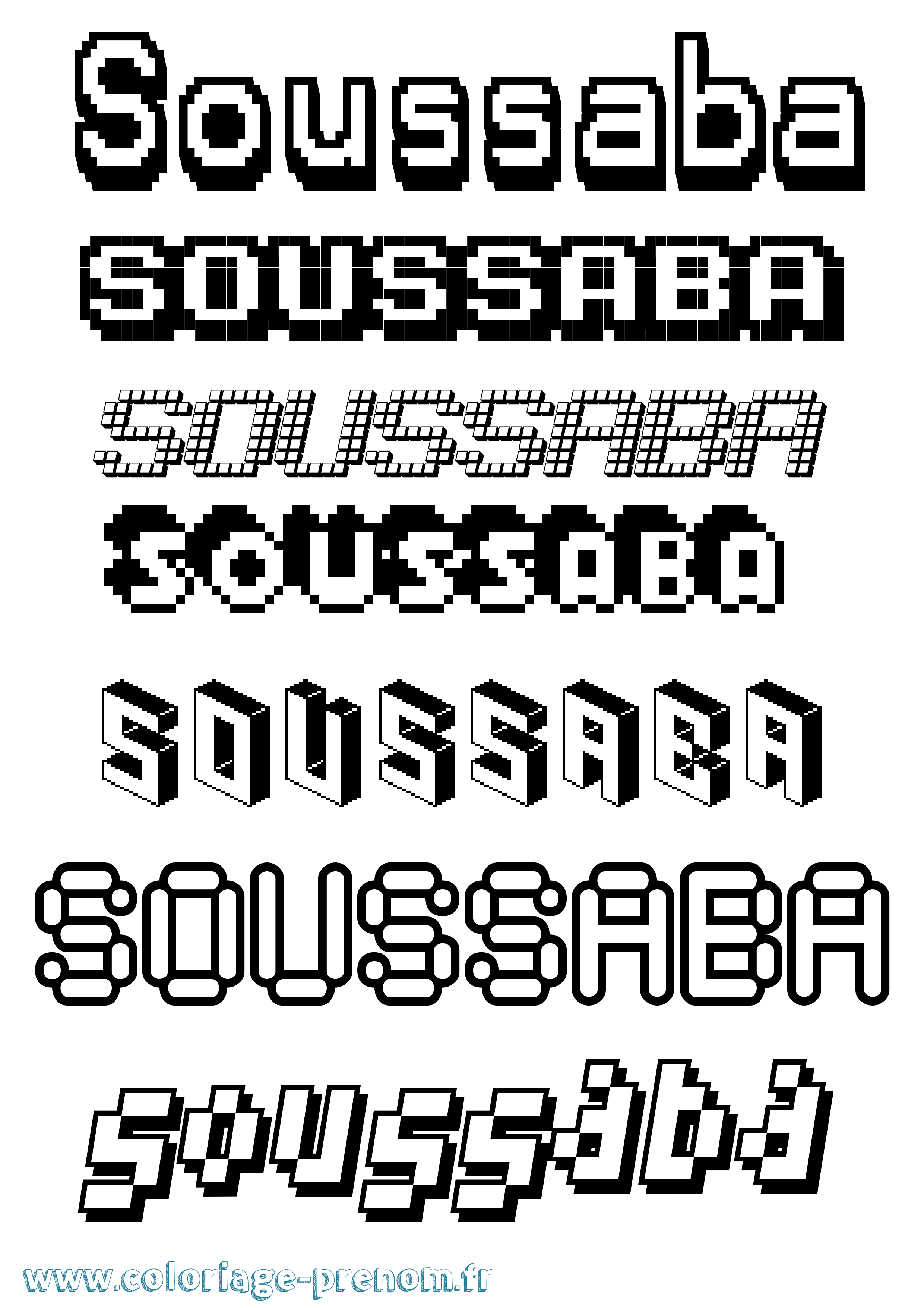 Coloriage Soussaba Pixel Coloriage prénom Soussaba Pixel