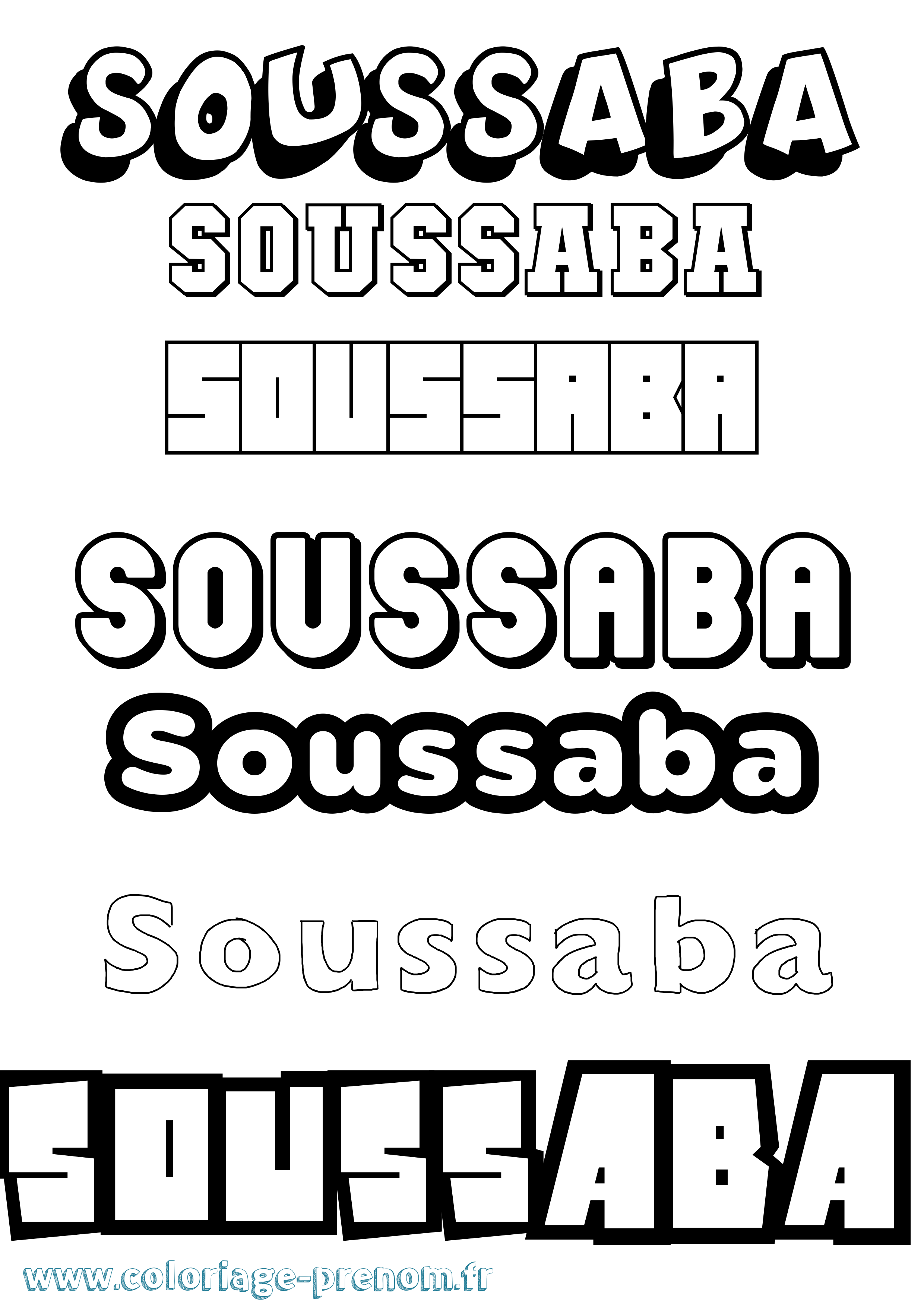 Coloriage Soussaba Simple Coloriage prénom Soussaba Simple