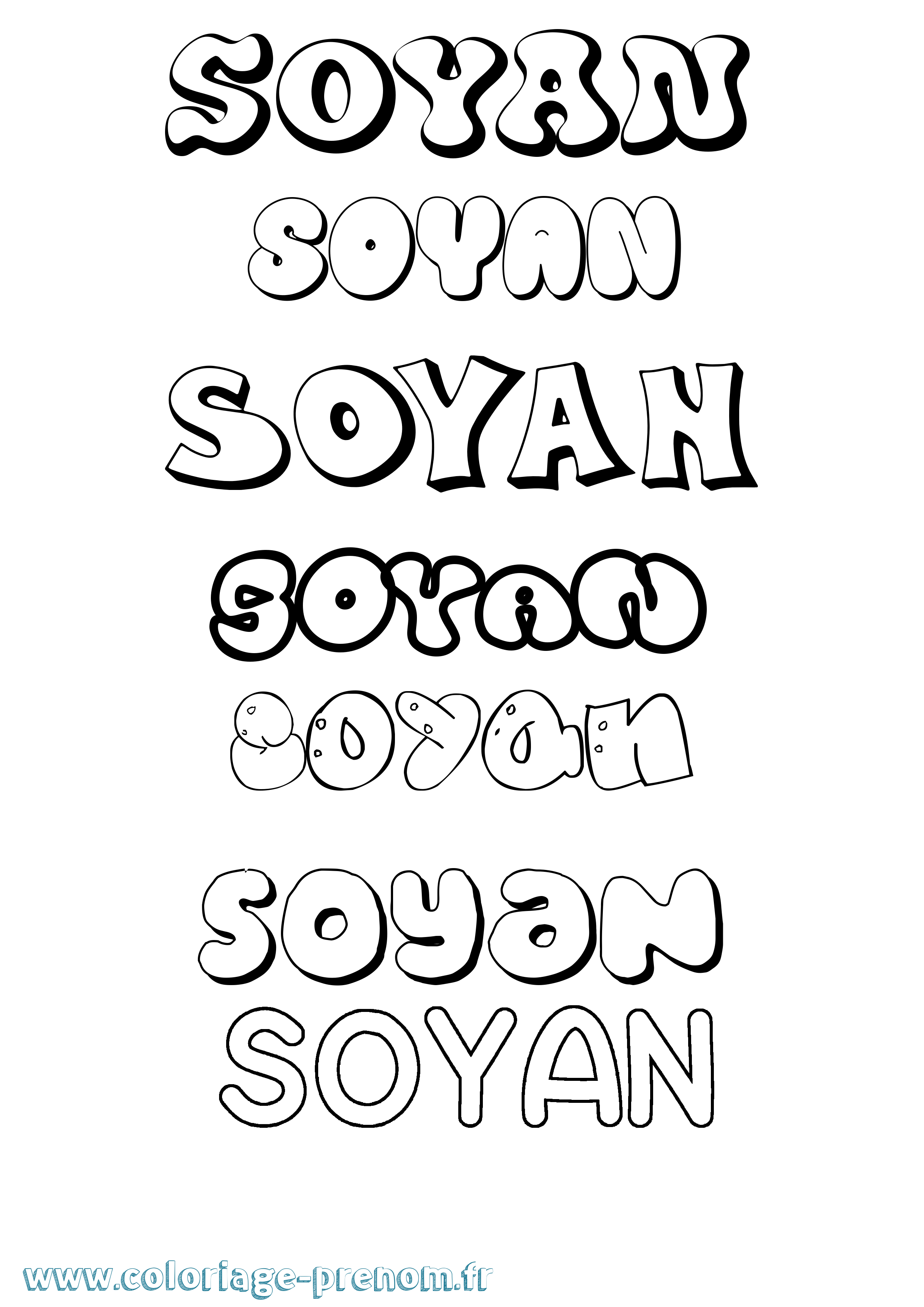 Coloriage Soyan Bubble Coloriage prénom Soyan Bubble