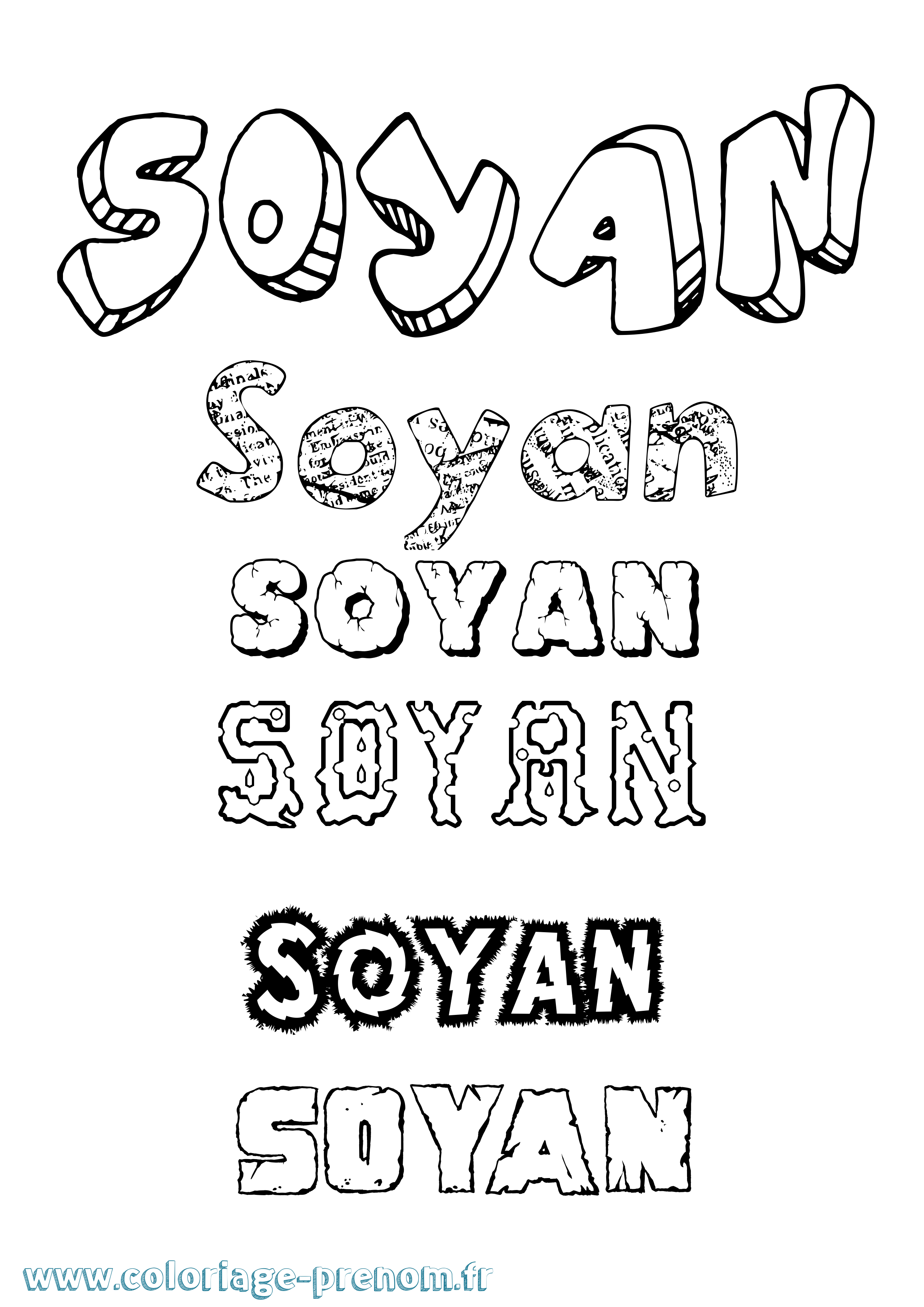 Coloriage Soyan Destructuré Coloriage prénom Soyan Destructuré