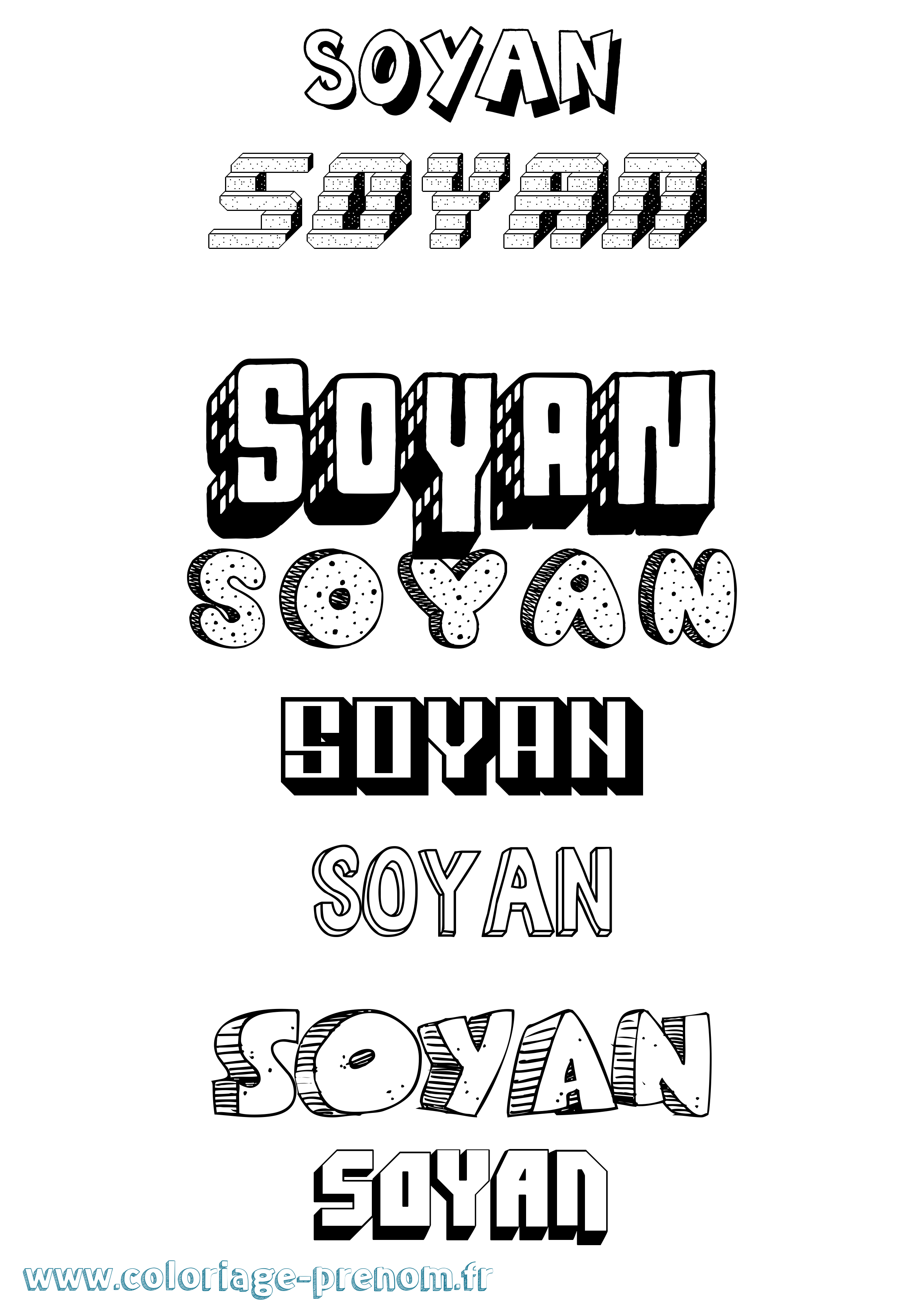 Coloriage Soyan Effet 3D Coloriage prénom Soyan Effet 3D