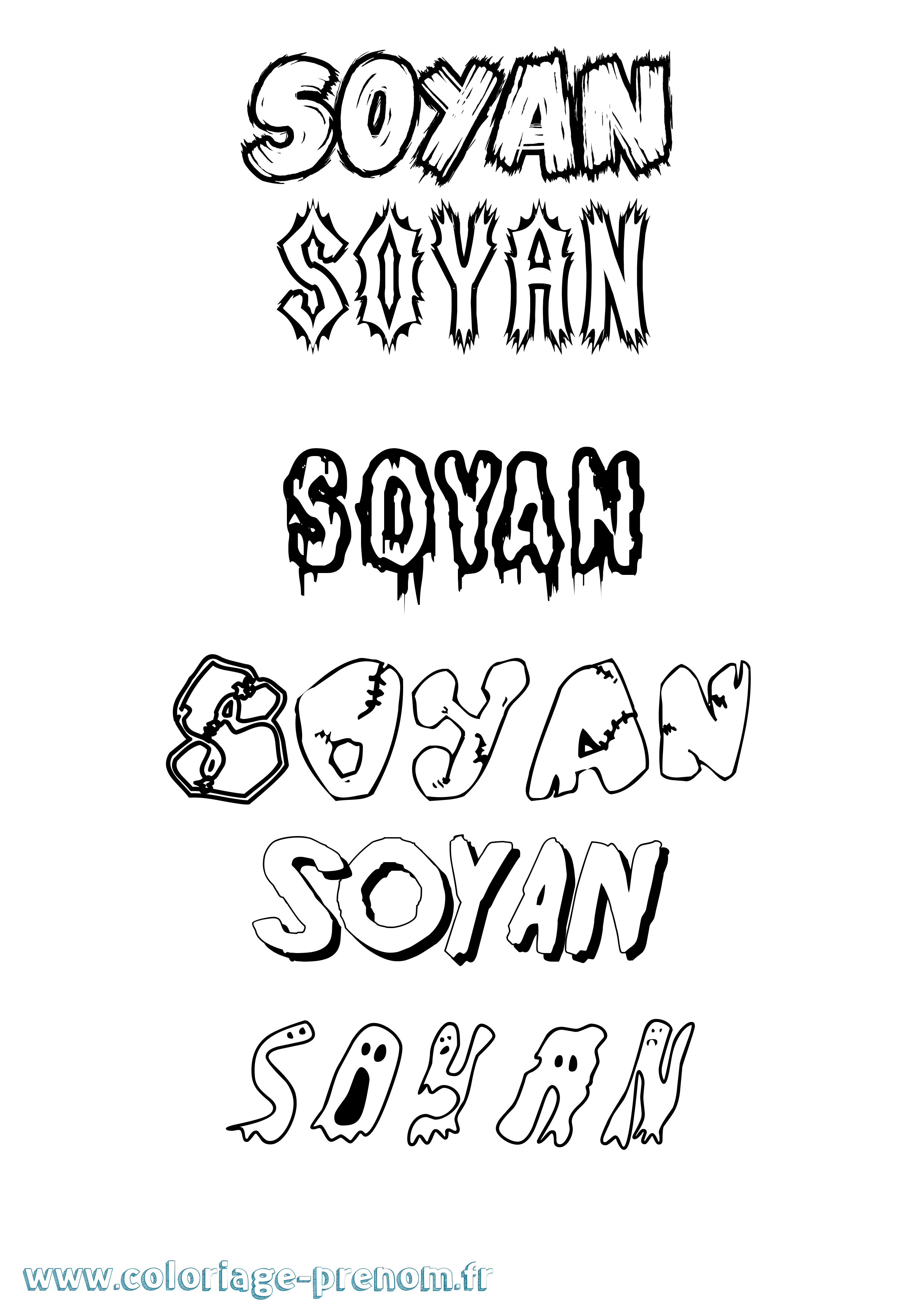Coloriage Soyan Frisson Coloriage prénom Soyan Frisson