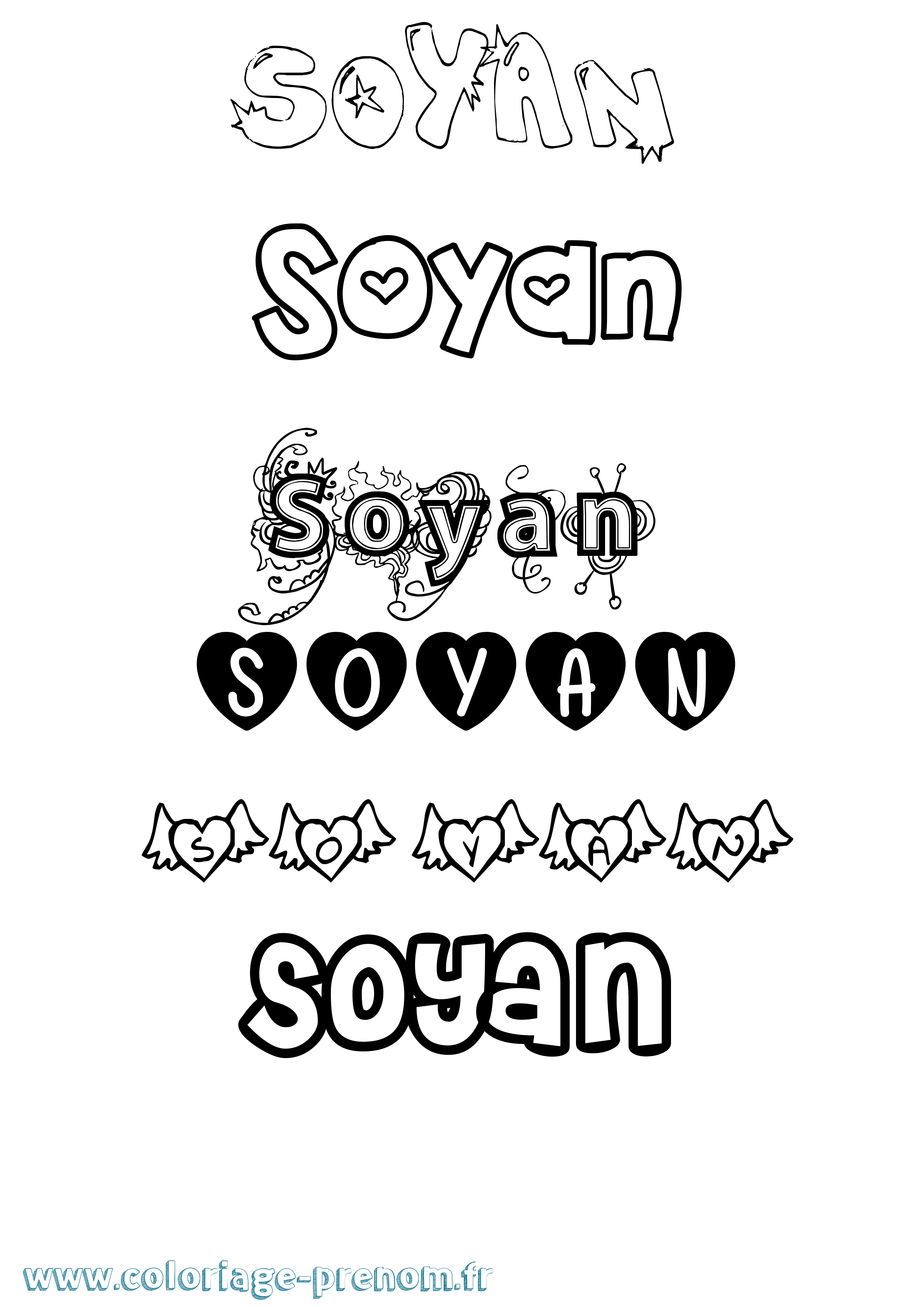 Coloriage Soyan Girly Coloriage prénom Soyan Girly