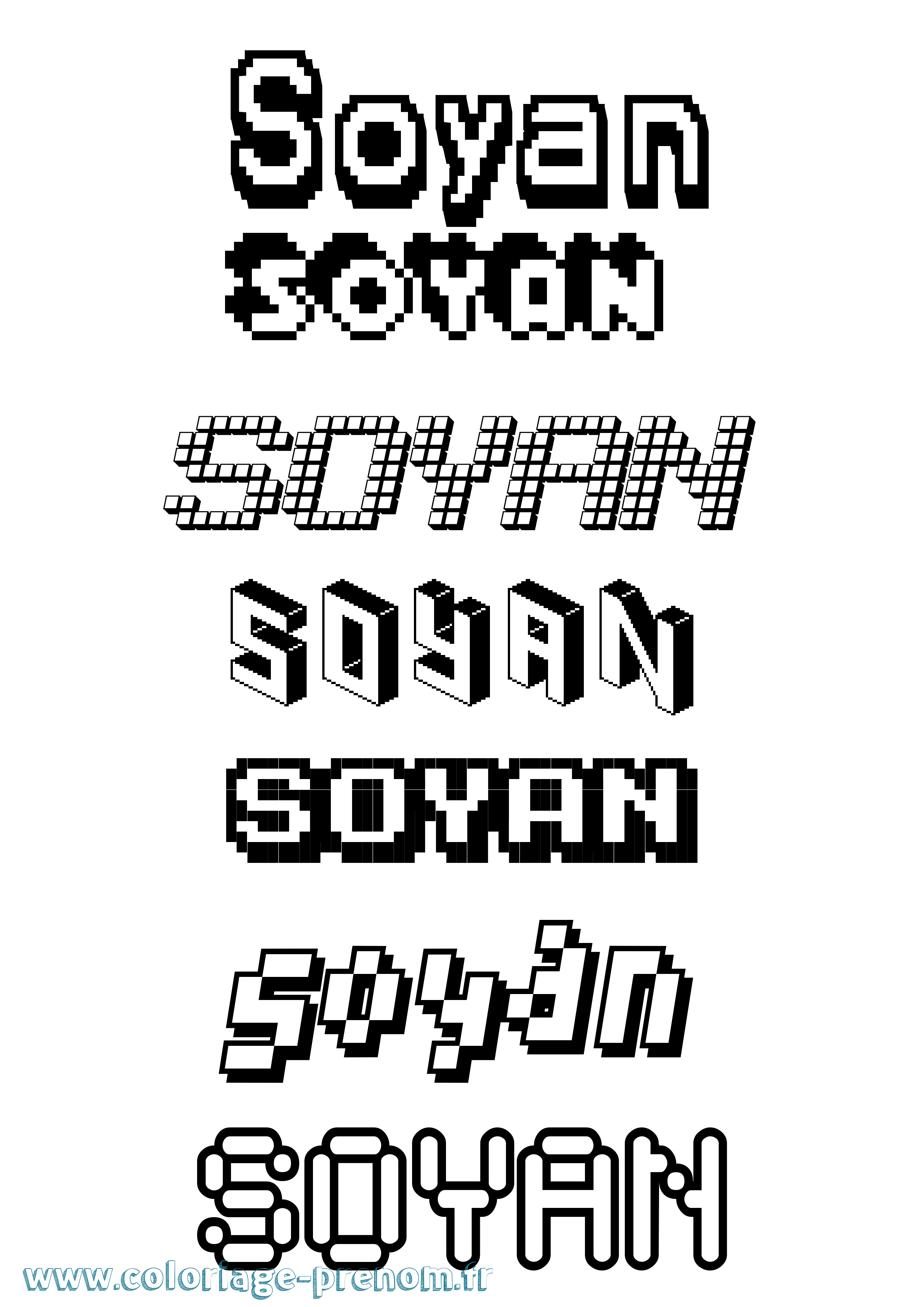 Coloriage Soyan Pixel Coloriage prénom Soyan Pixel