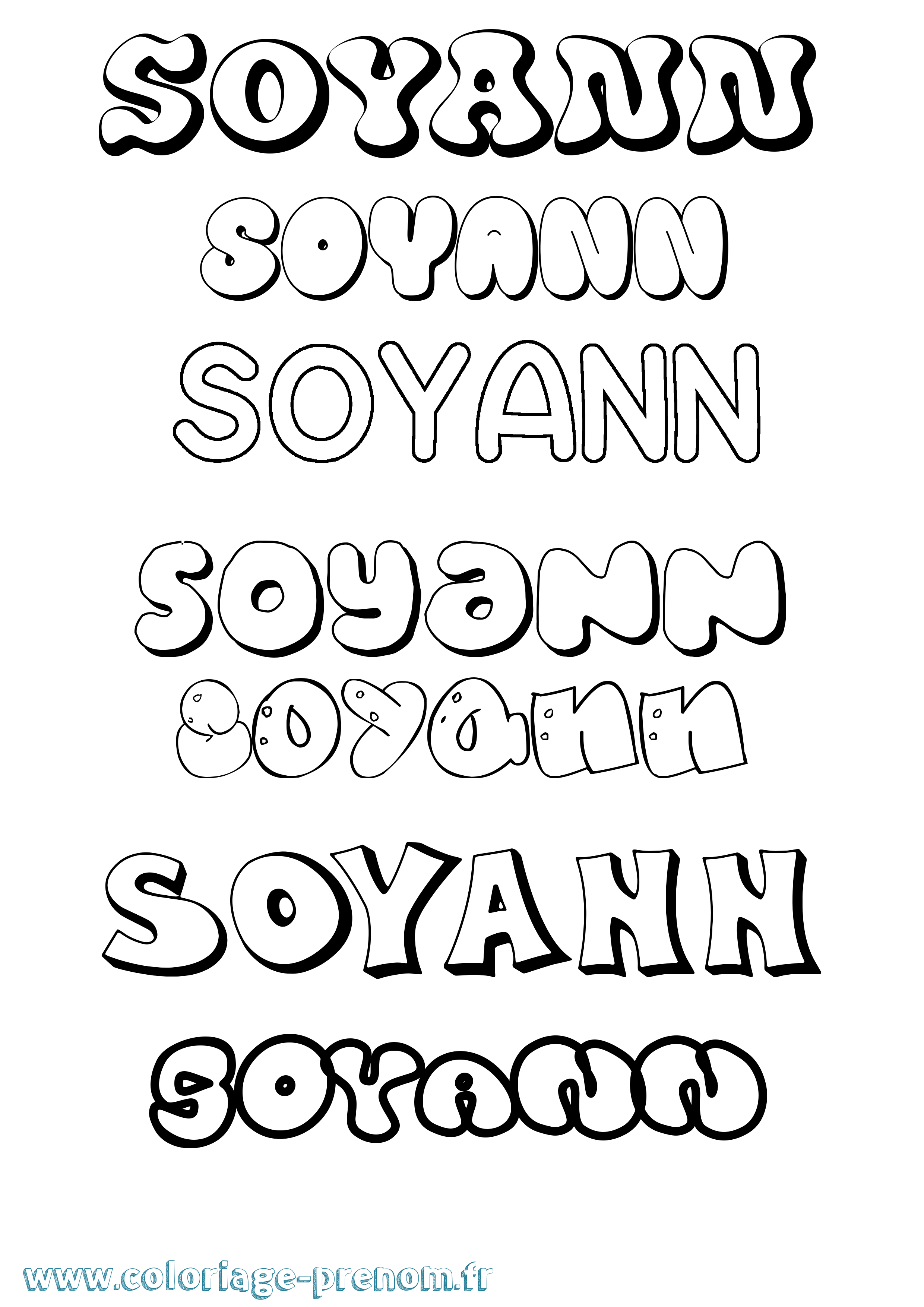 Coloriage Soyann Bubble Coloriage prénom Soyann Bubble