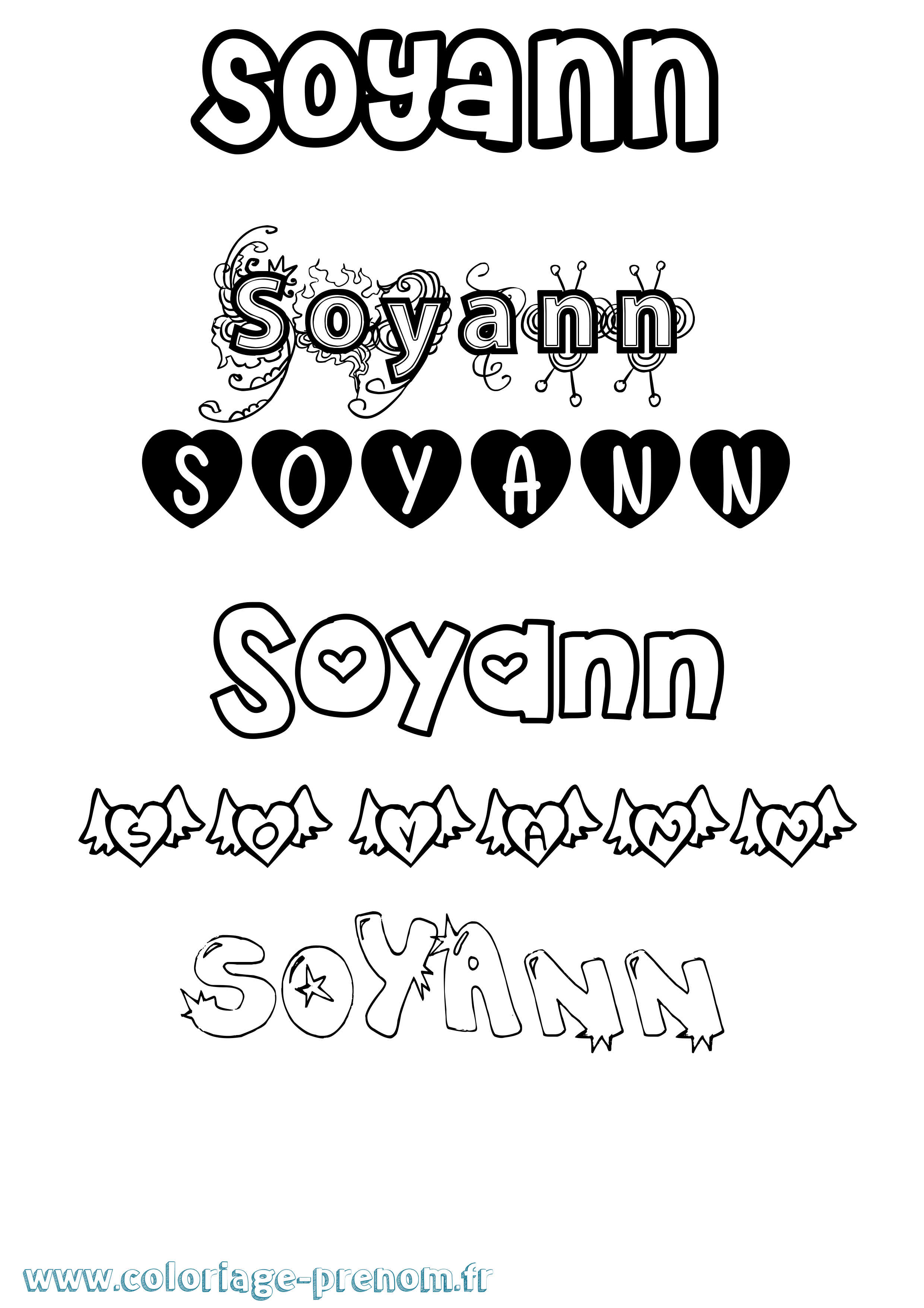 Coloriage Soyann Girly Coloriage prénom Soyann Girly
