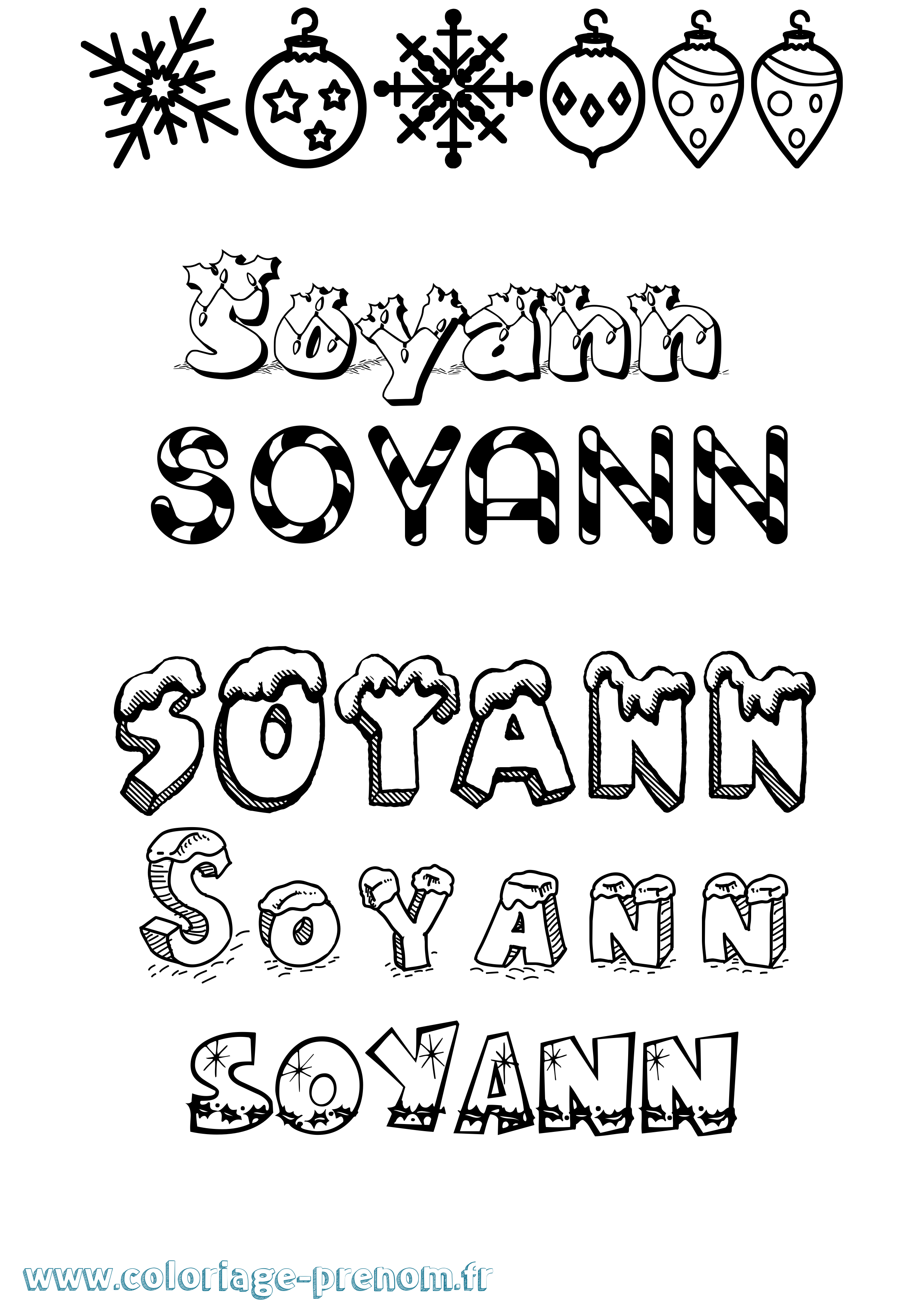 Coloriage Soyann Noël Coloriage prénom Soyann Noël