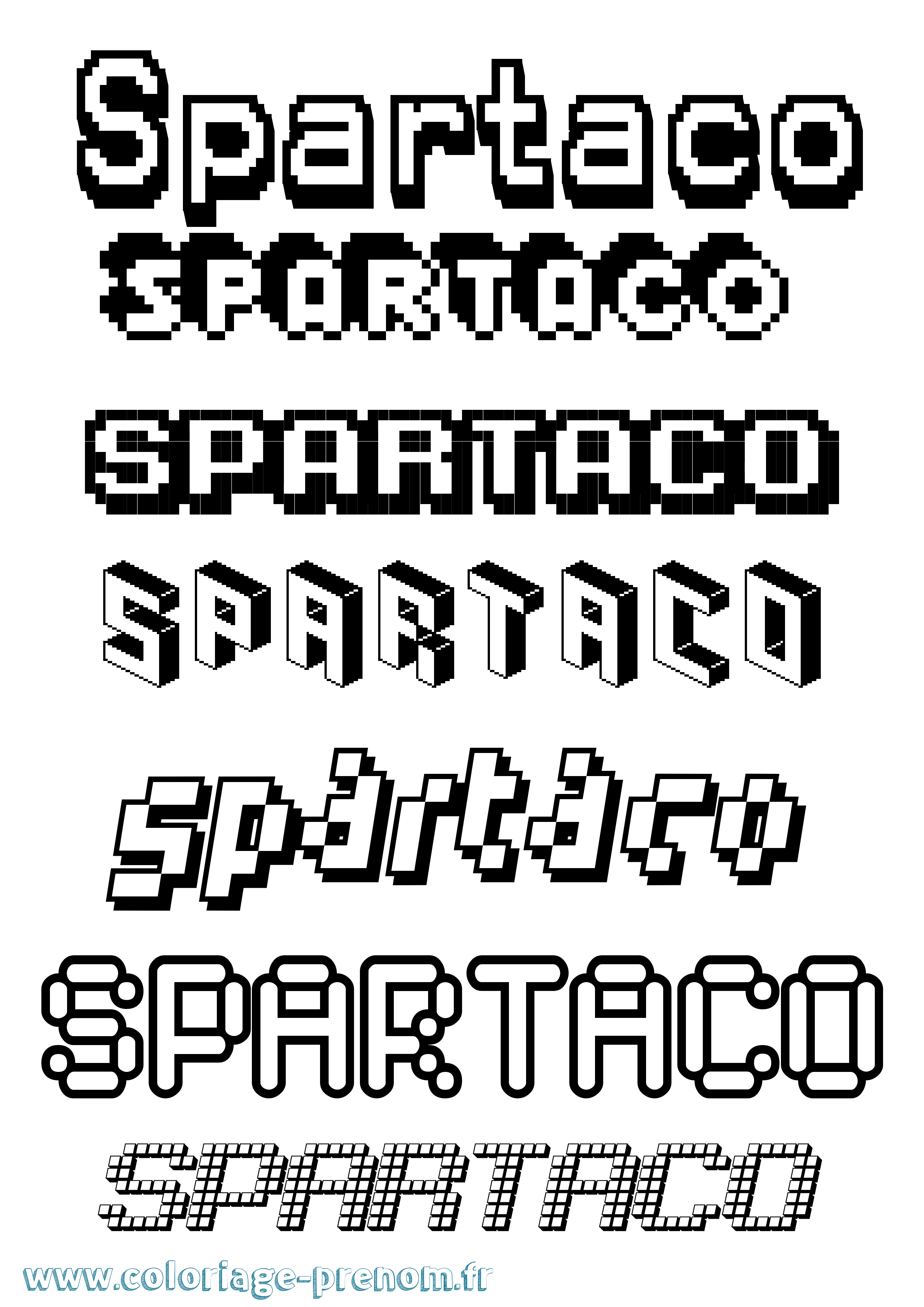 Coloriage Spartaco Pixel Coloriage prénom Spartaco Pixel