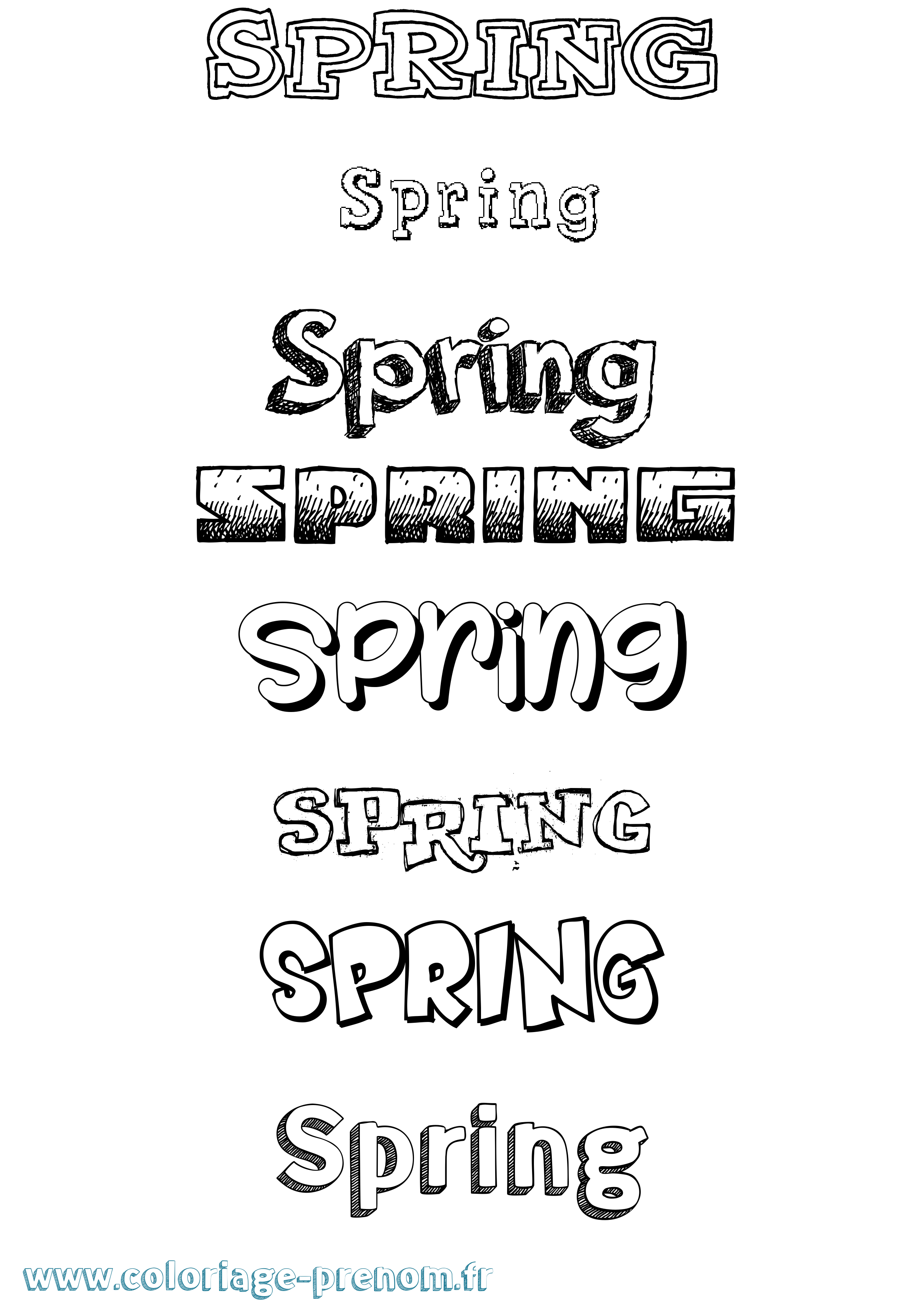 Coloriage Spring Dessiné Coloriage prénom Spring Dessiné