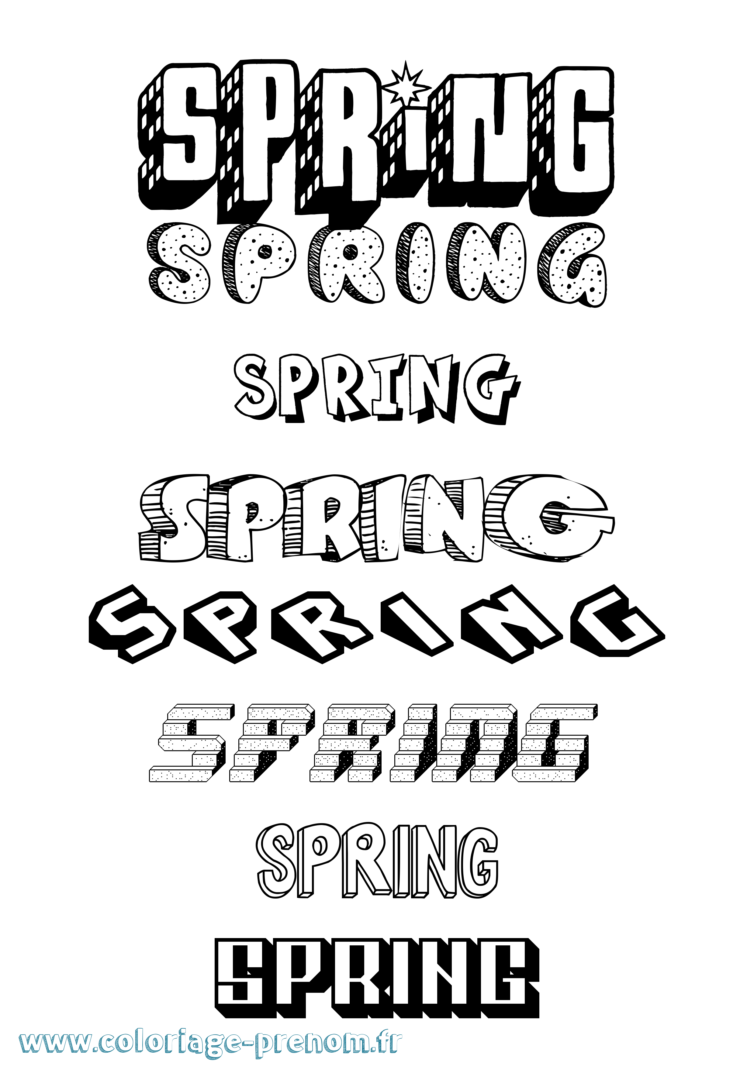 Coloriage Spring Effet 3D Coloriage prénom Spring Effet 3D