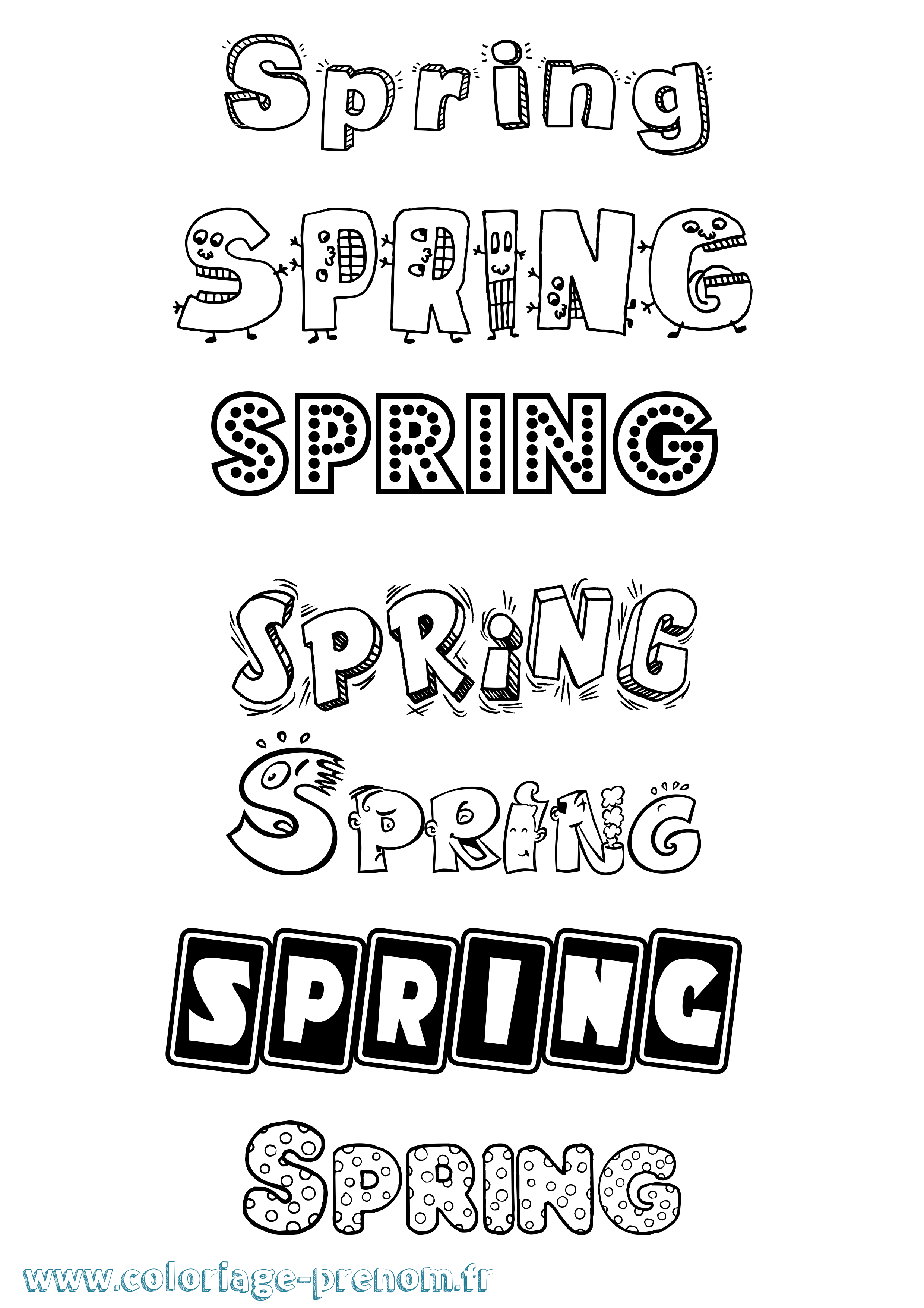 Coloriage Spring Fun Coloriage prénom Spring Fun
