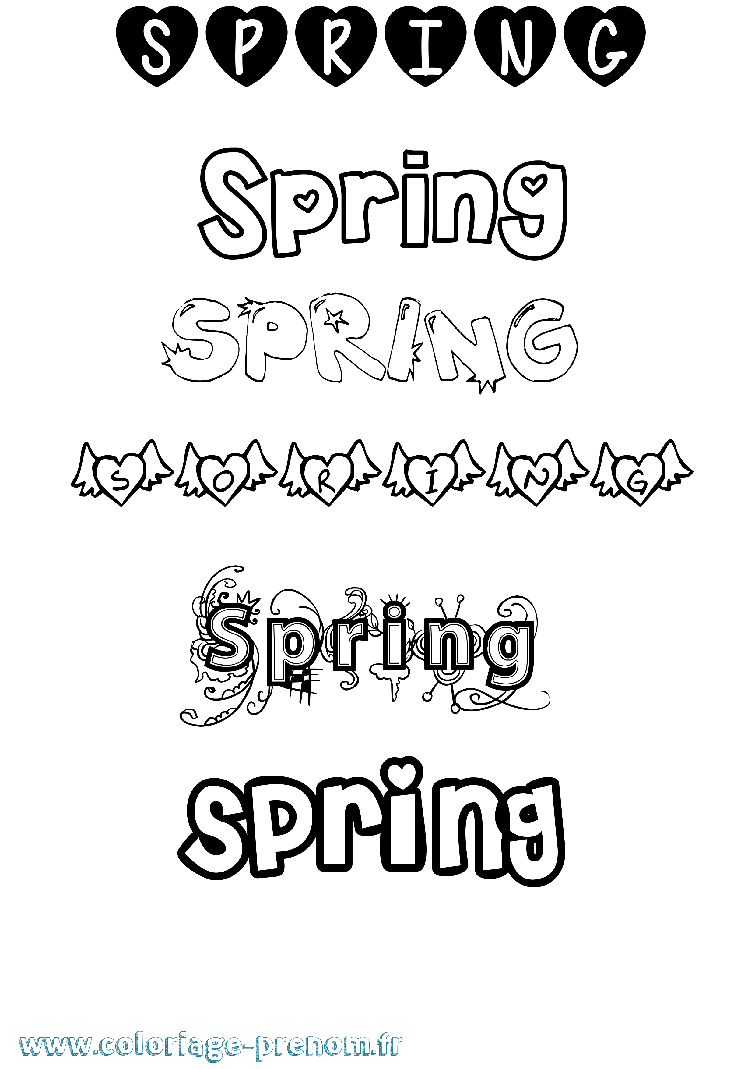 Coloriage Spring Girly Coloriage prénom Spring Girly