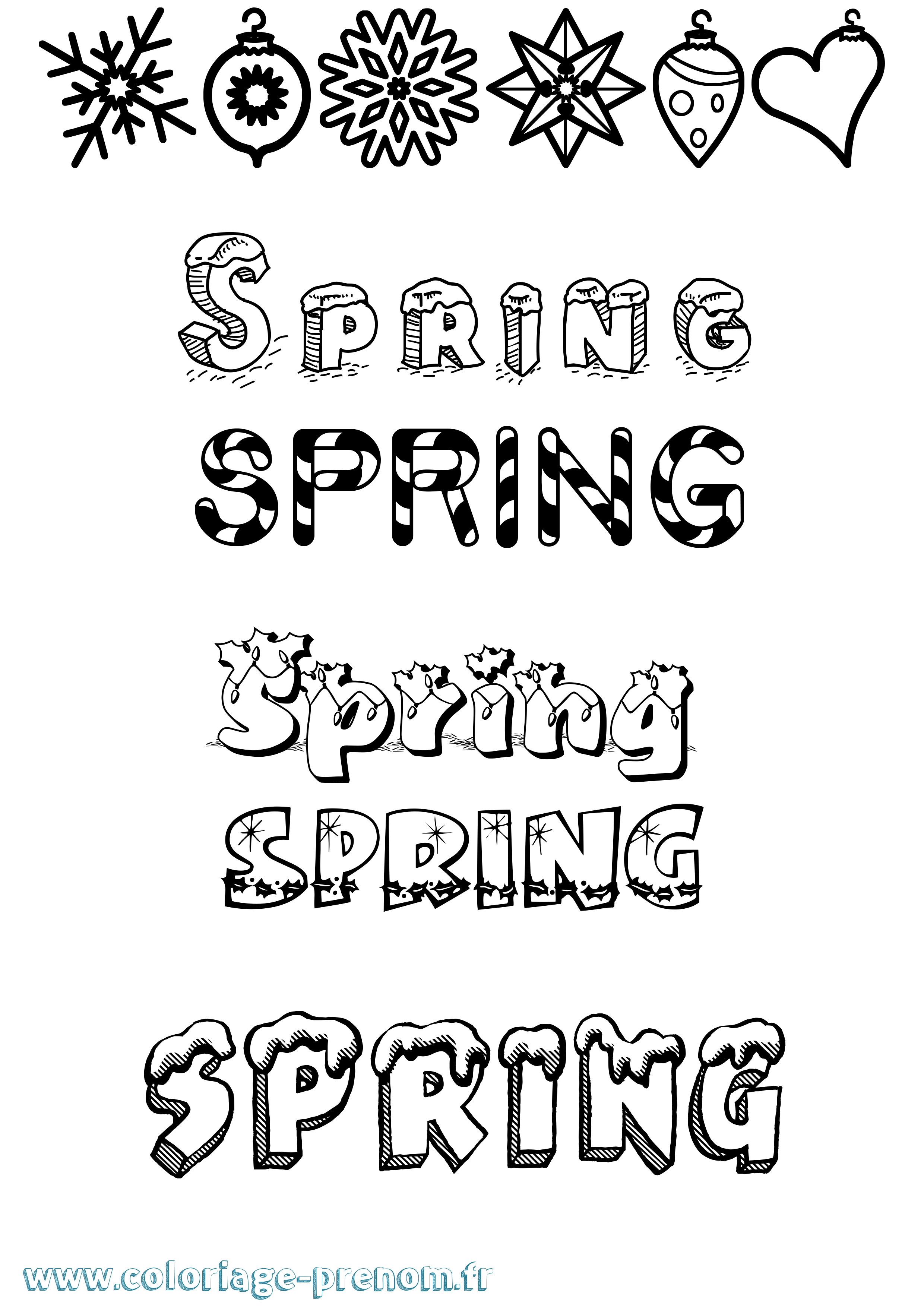 Coloriage Spring Noël Coloriage prénom Spring Noël