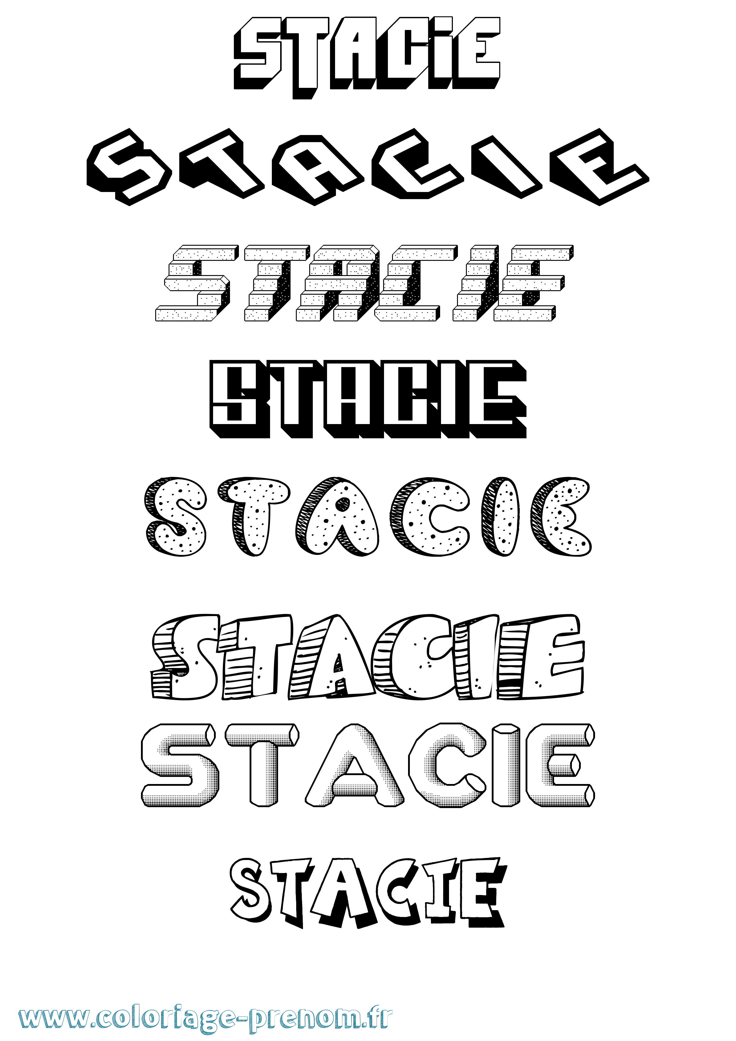 Coloriage Stacie Effet 3D Coloriage prénom Stacie Effet 3D