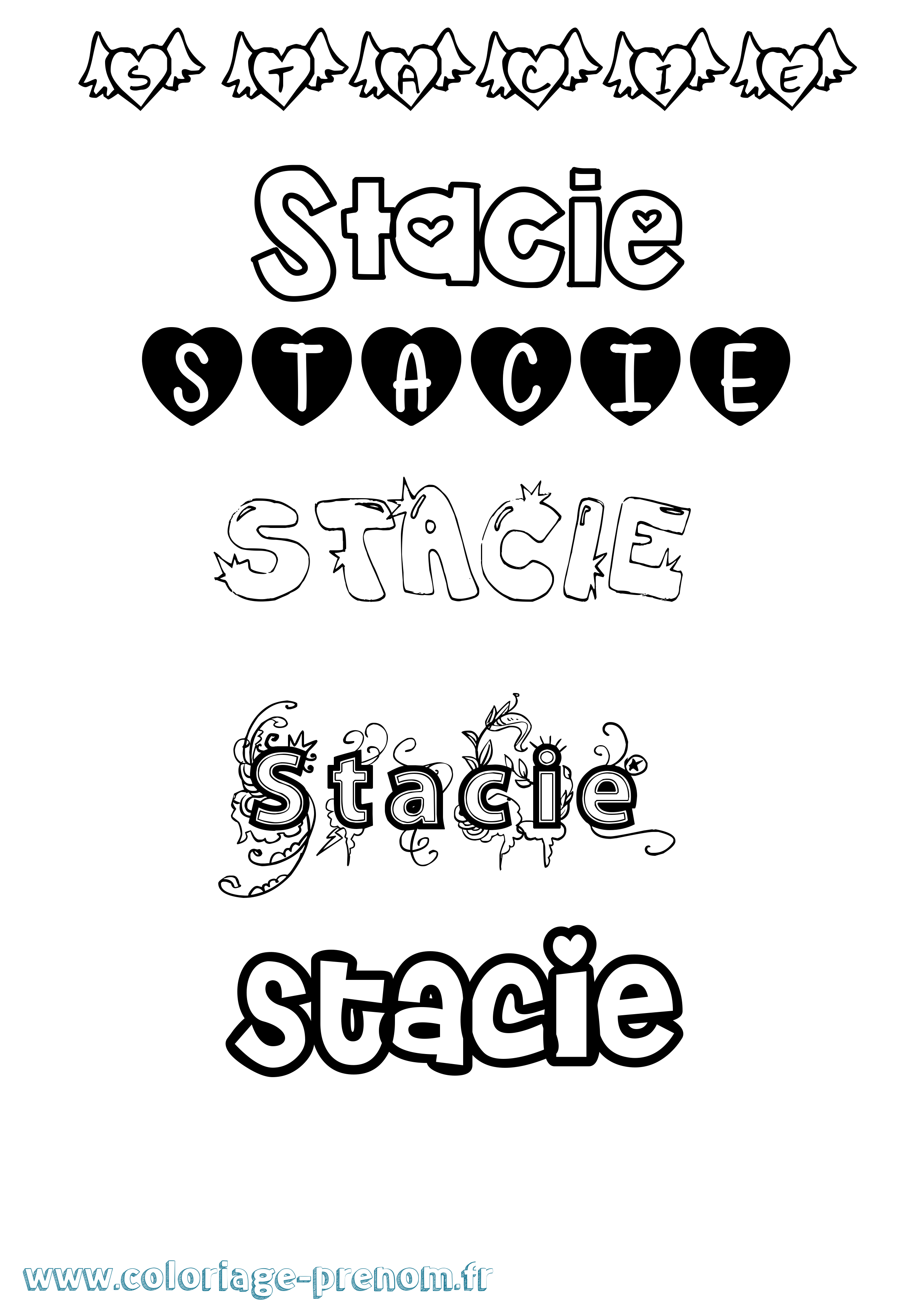 Coloriage Stacie Girly Coloriage prénom Stacie Girly