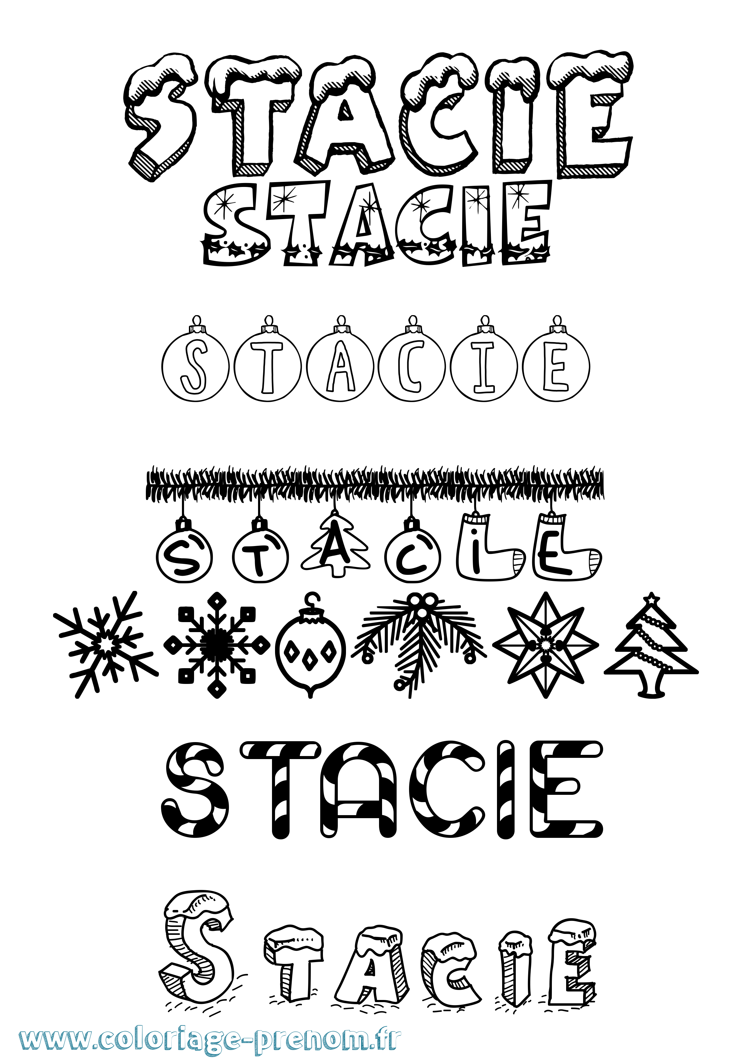 Coloriage Stacie Noël Coloriage prénom Stacie Noël