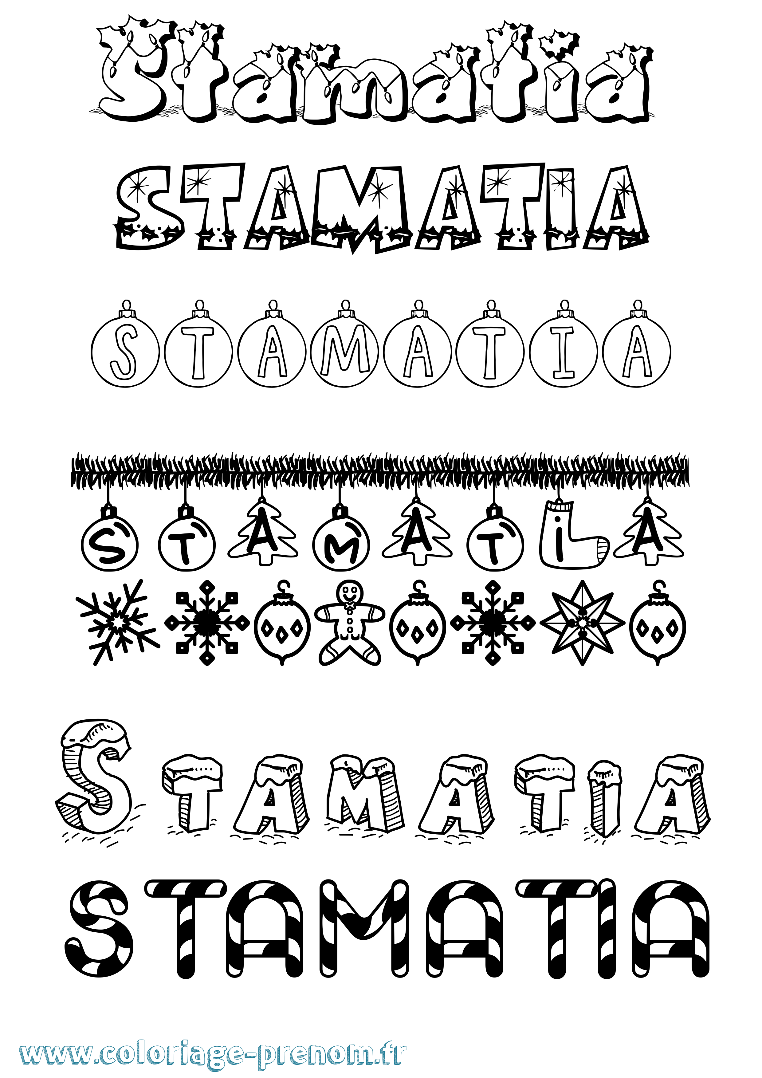 Coloriage Stamatia Noël Coloriage prénom Stamatia Noël