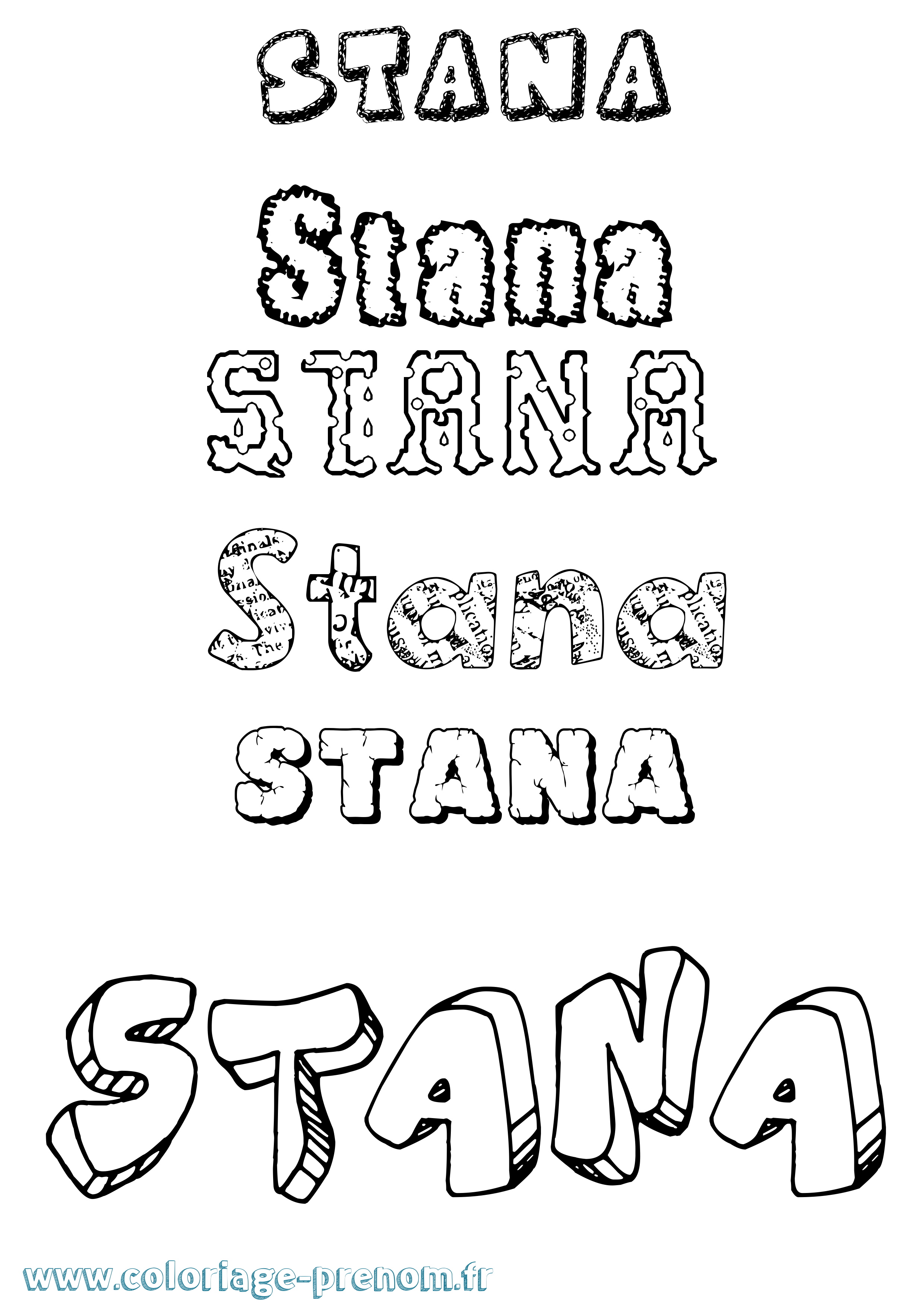 Coloriage Stana Destructuré Coloriage prénom Stana Destructuré