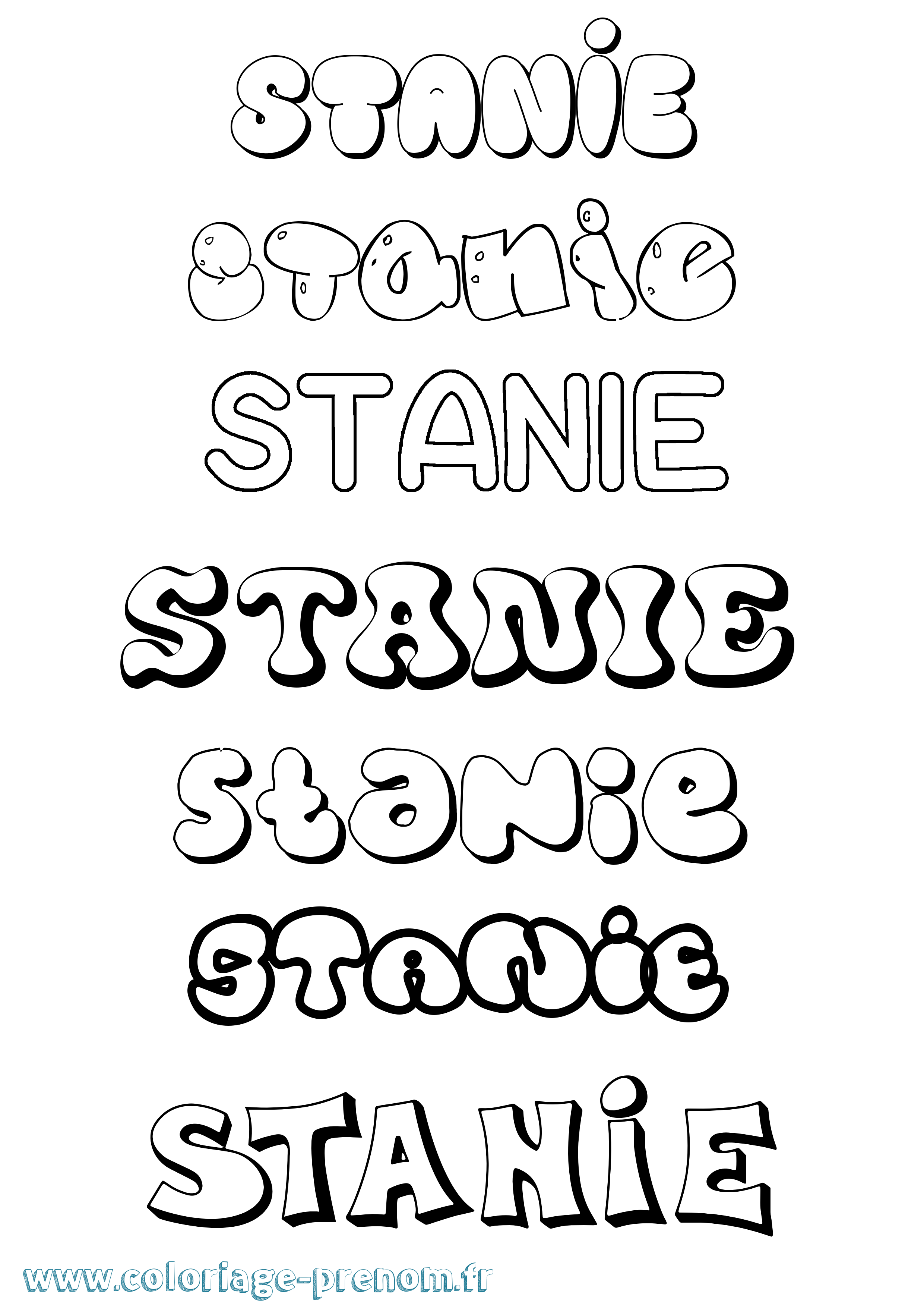 Coloriage Stanie Bubble Coloriage prénom Stanie Bubble