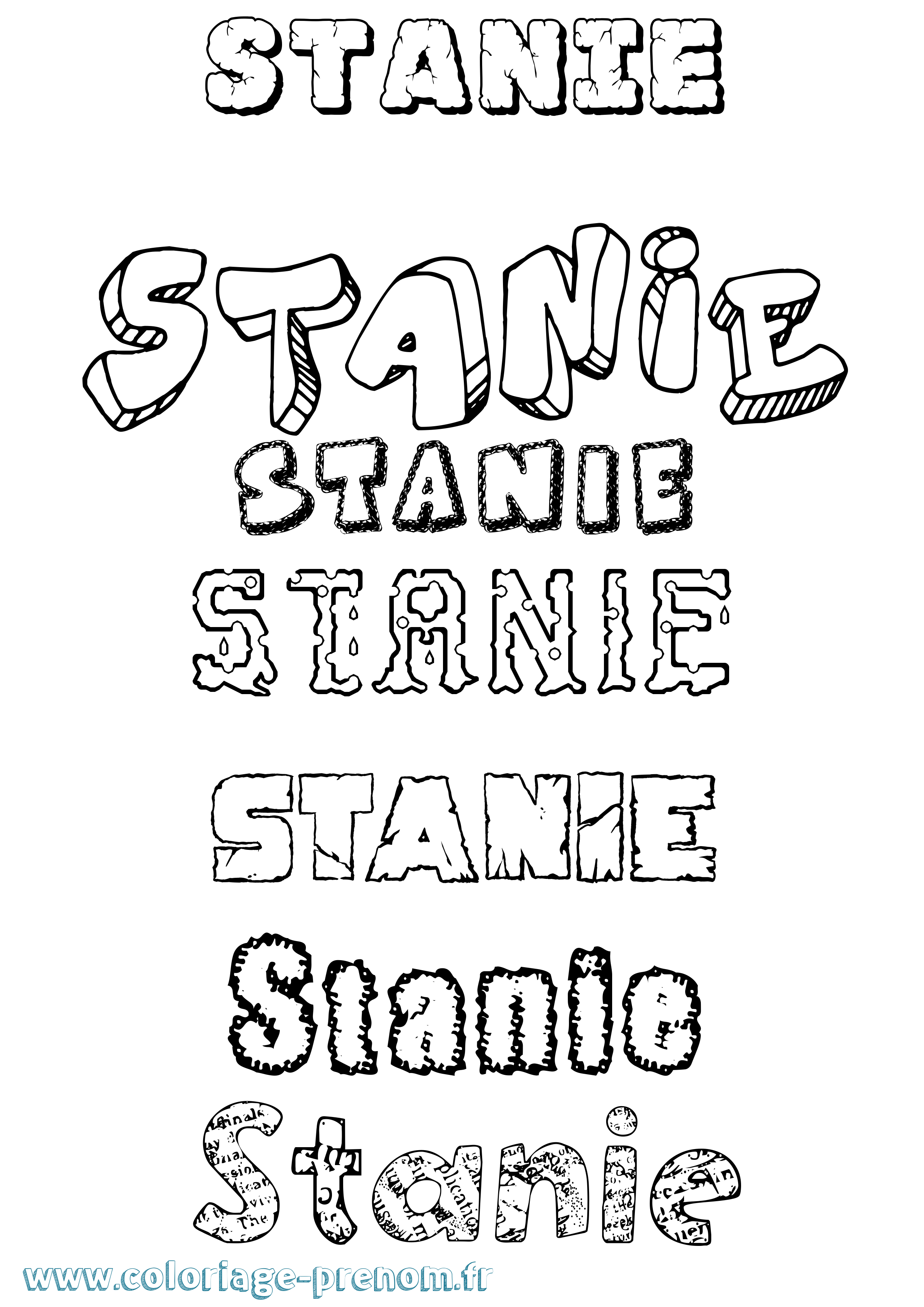 Coloriage Stanie Destructuré Coloriage prénom Stanie Destructuré