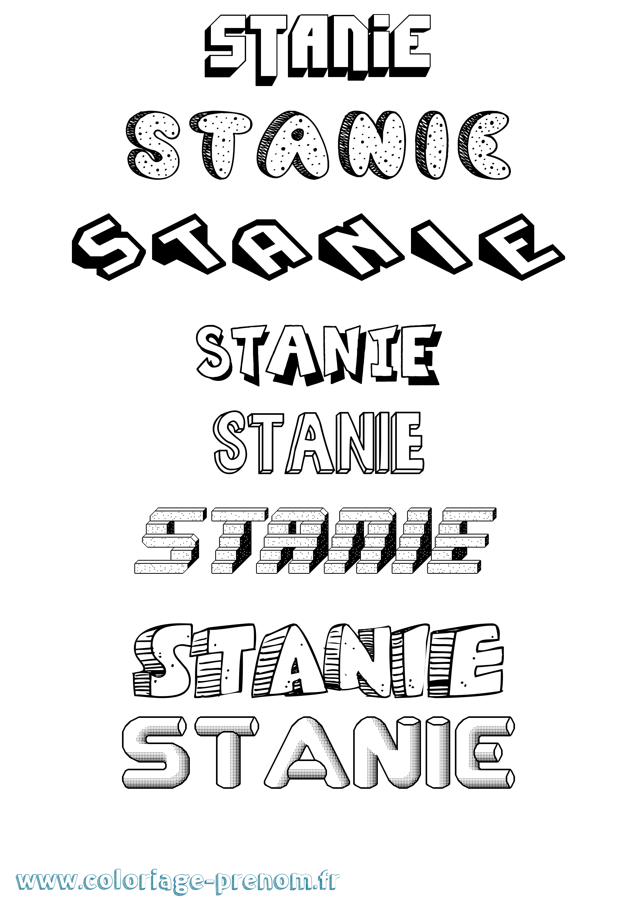 Coloriage Stanie Effet 3D Coloriage prénom Stanie Effet 3D