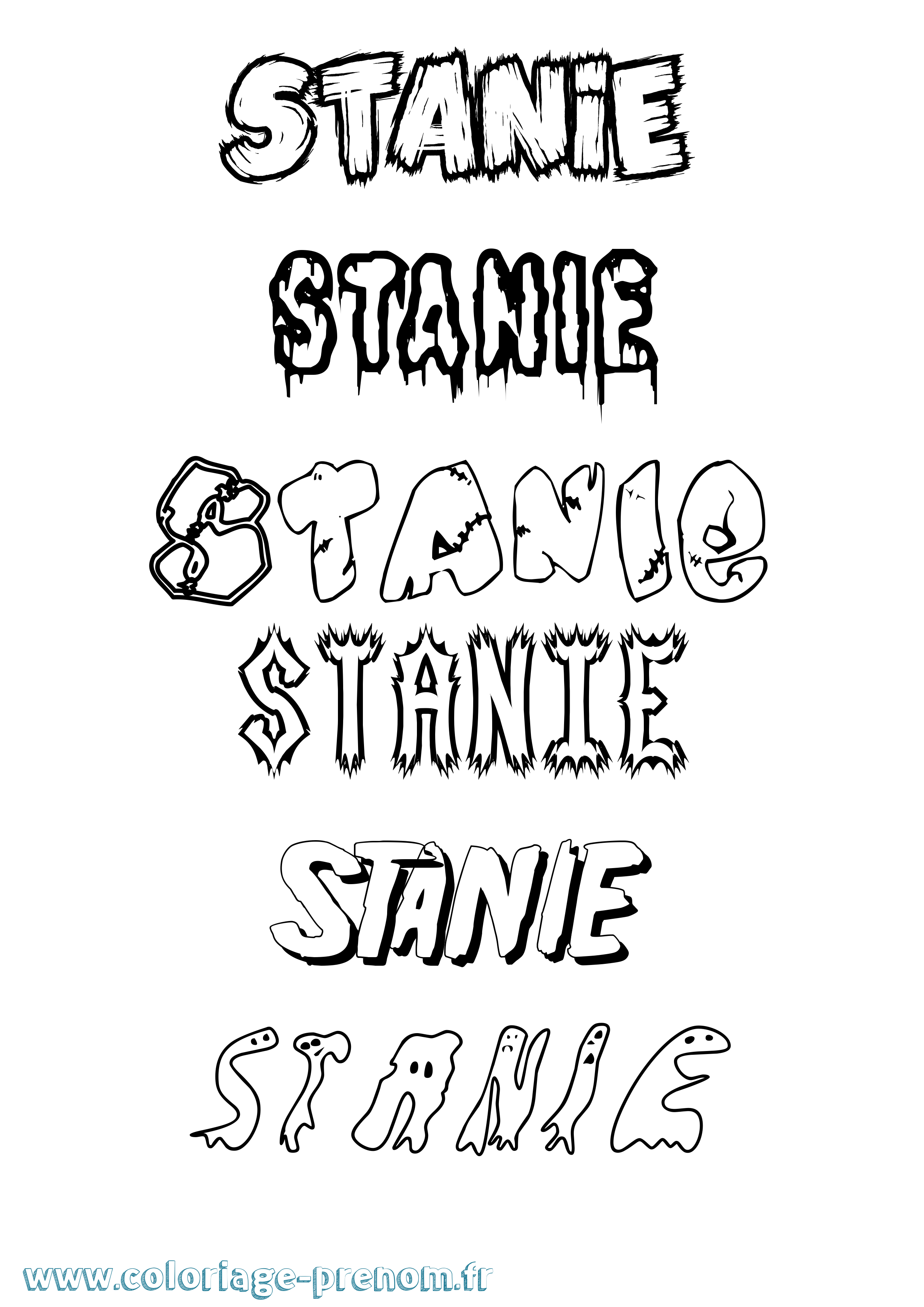 Coloriage Stanie Frisson Coloriage prénom Stanie Frisson