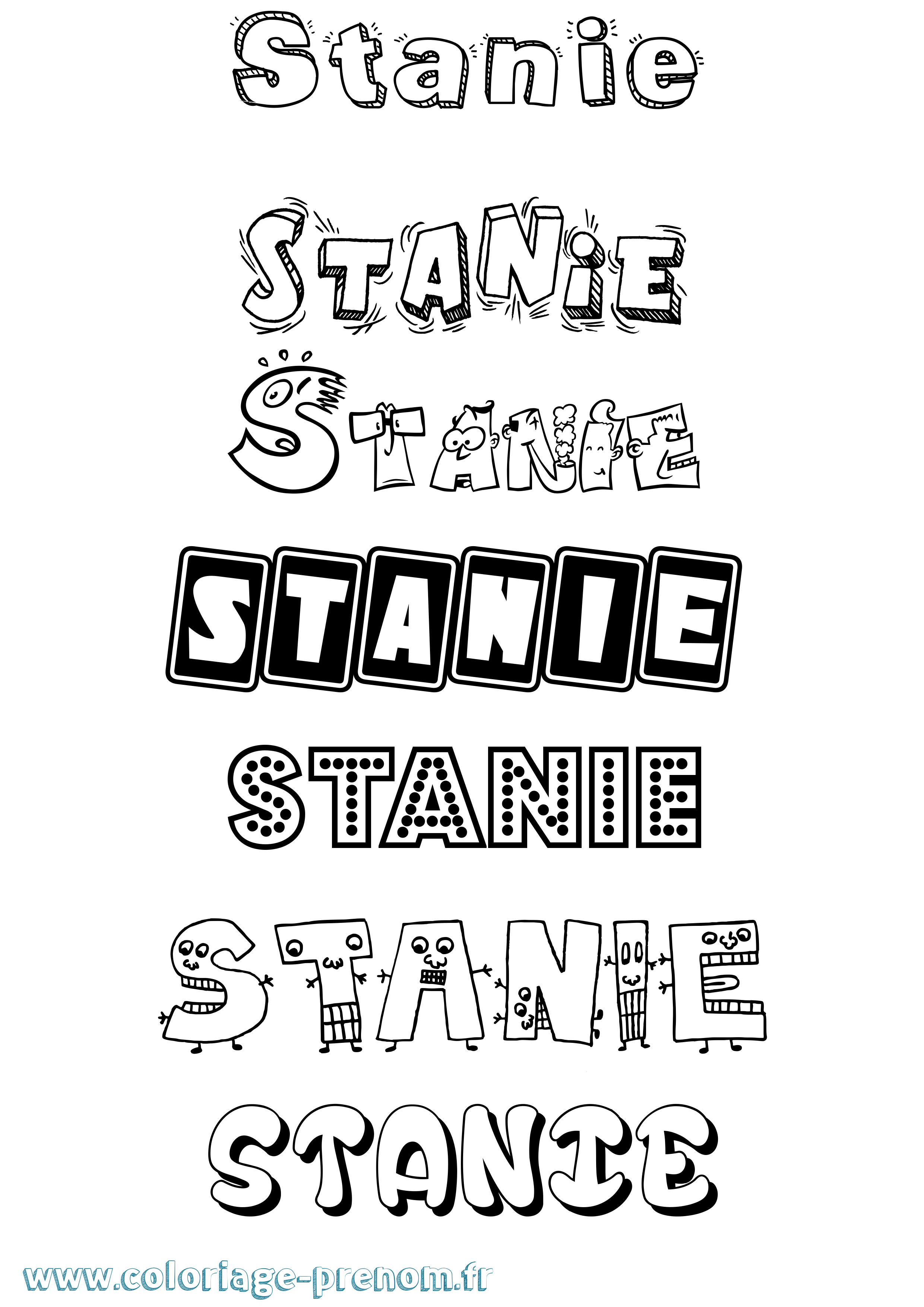 Coloriage Stanie Fun Coloriage prénom Stanie Fun