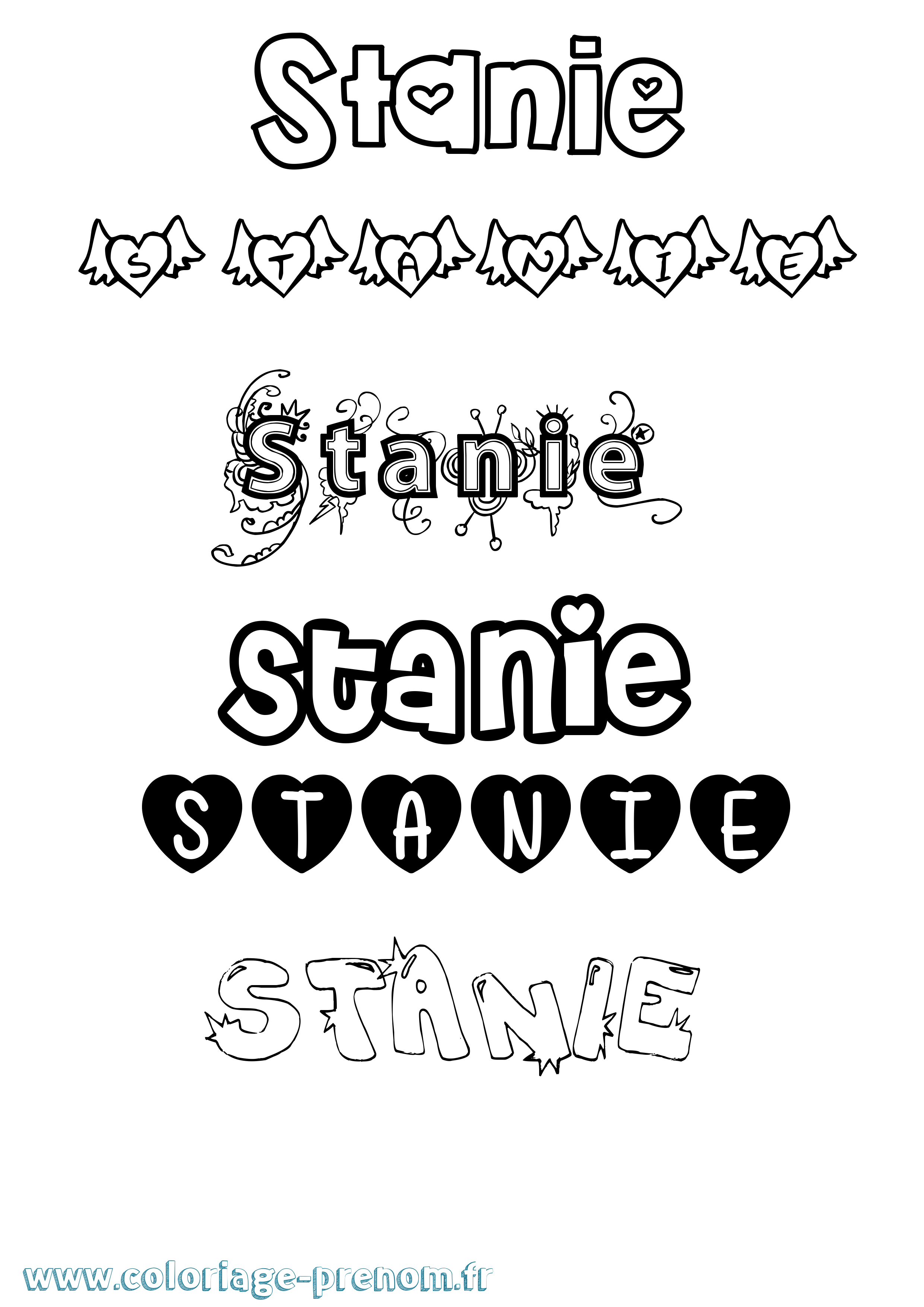 Coloriage Stanie Girly Coloriage prénom Stanie Girly
