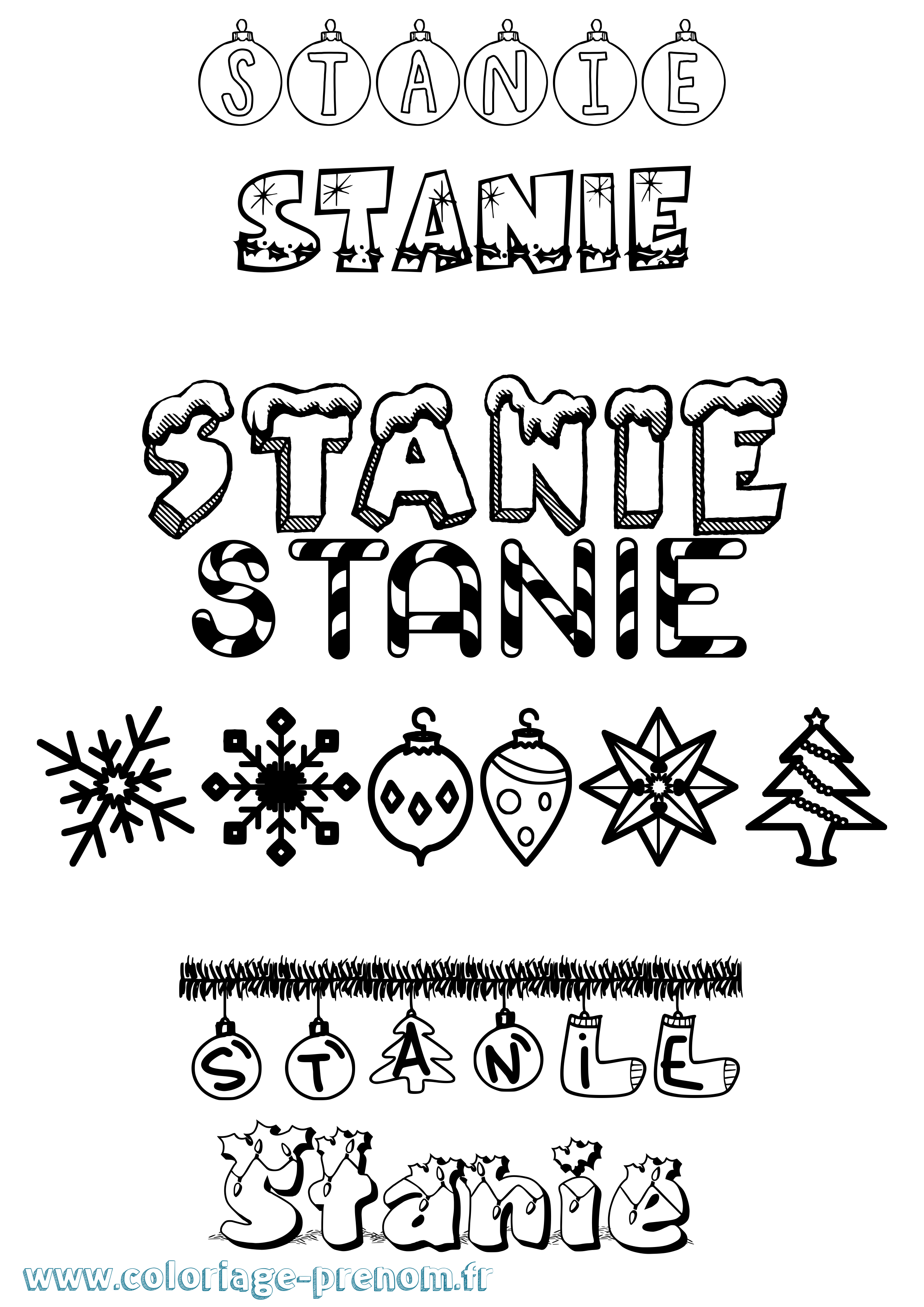 Coloriage Stanie Noël Coloriage prénom Stanie Noël