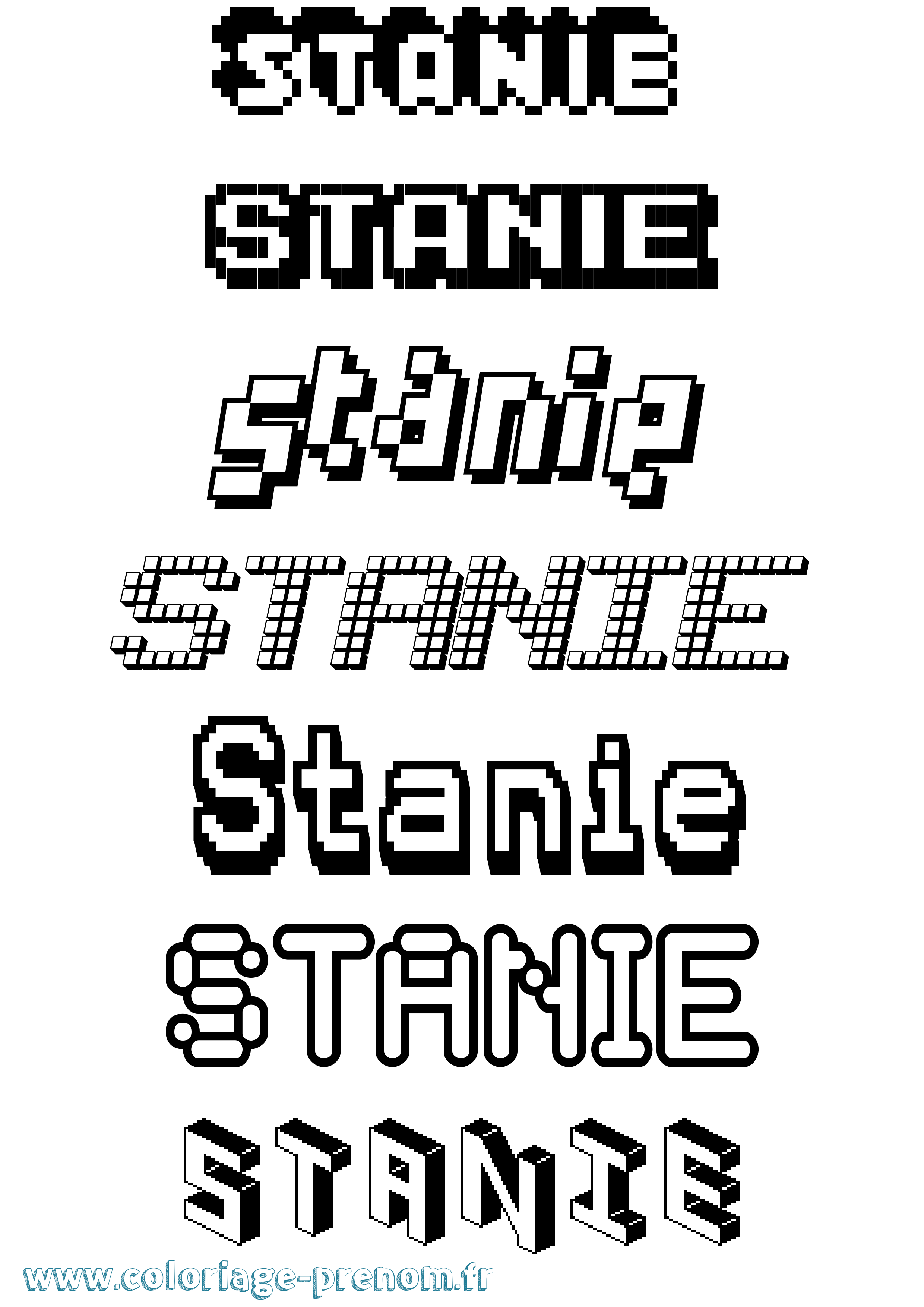 Coloriage Stanie Pixel Coloriage prénom Stanie Pixel