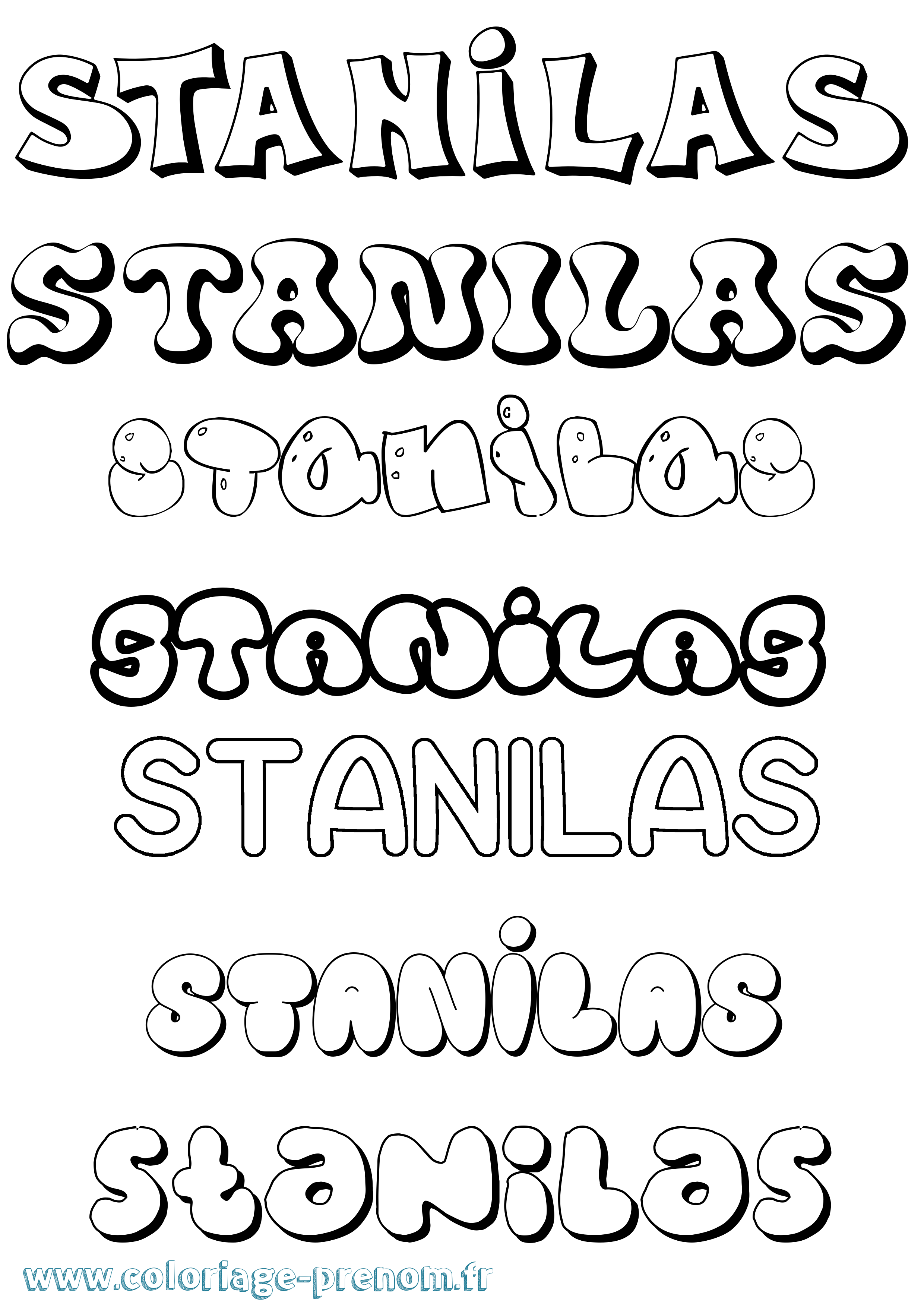 Coloriage Stanilas Bubble Coloriage prénom Stanilas Bubble