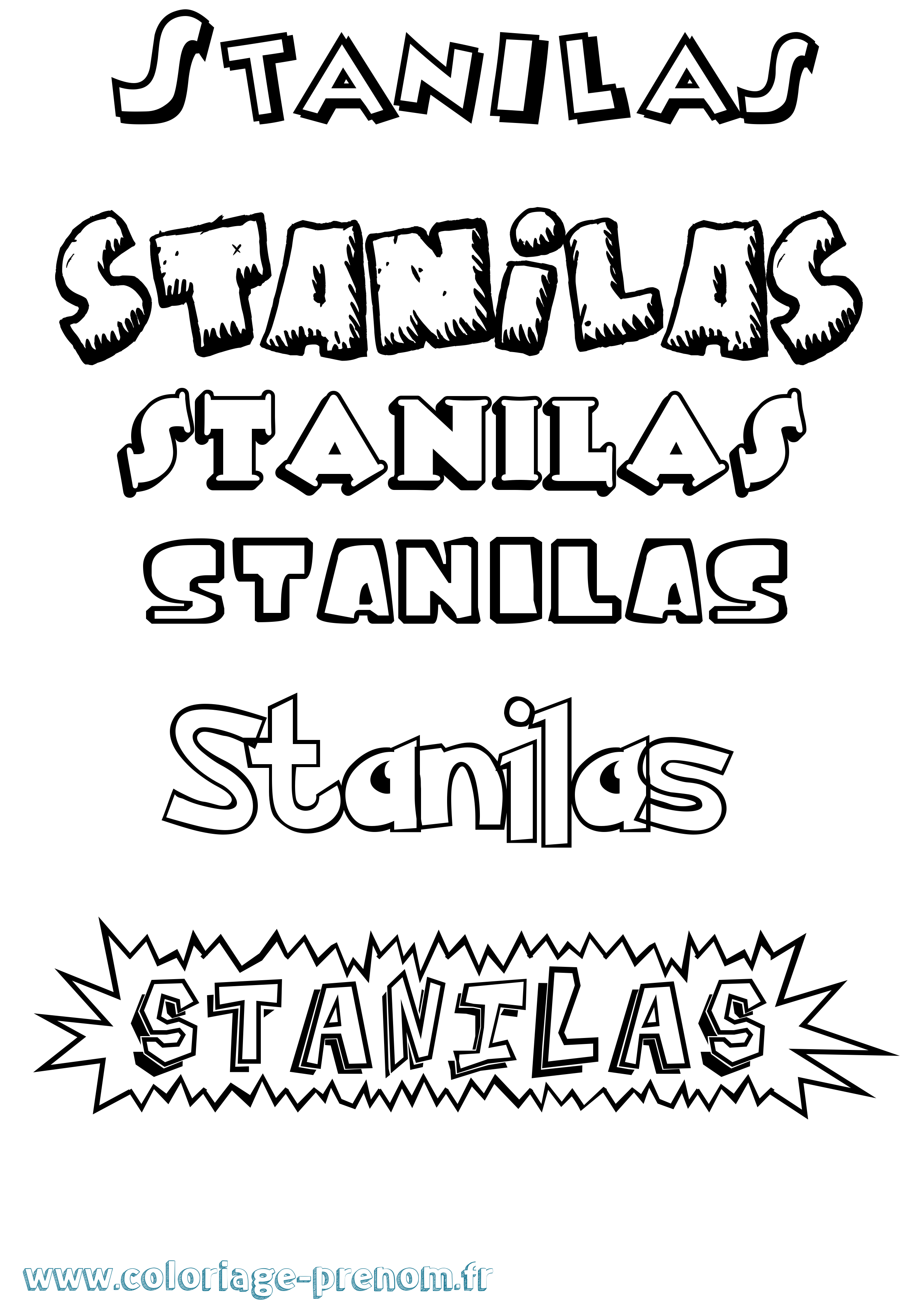 Coloriage Stanilas Dessin Animé Coloriage prénom Stanilas Dessin Animé