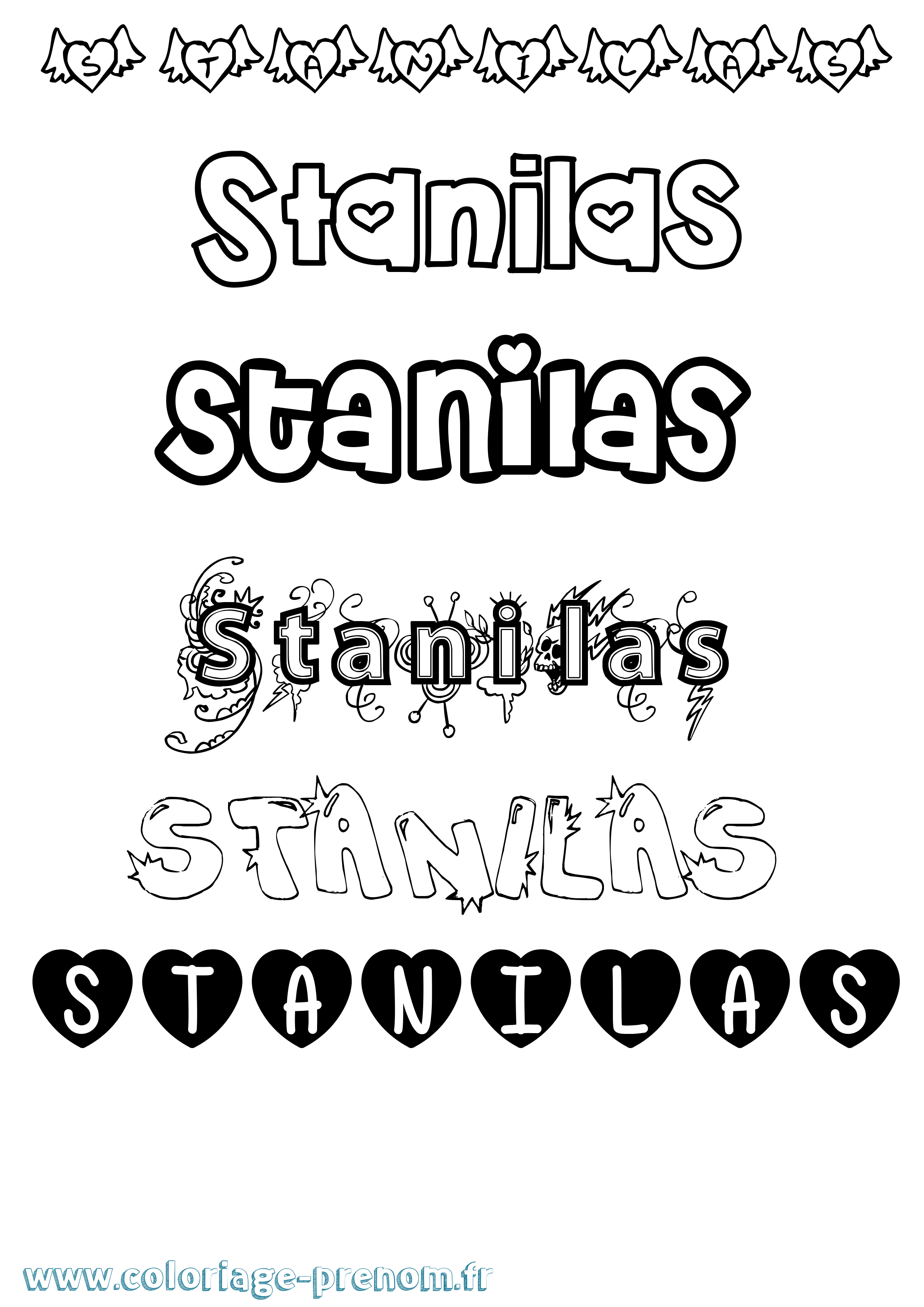 Coloriage Stanilas Girly Coloriage prénom Stanilas Girly