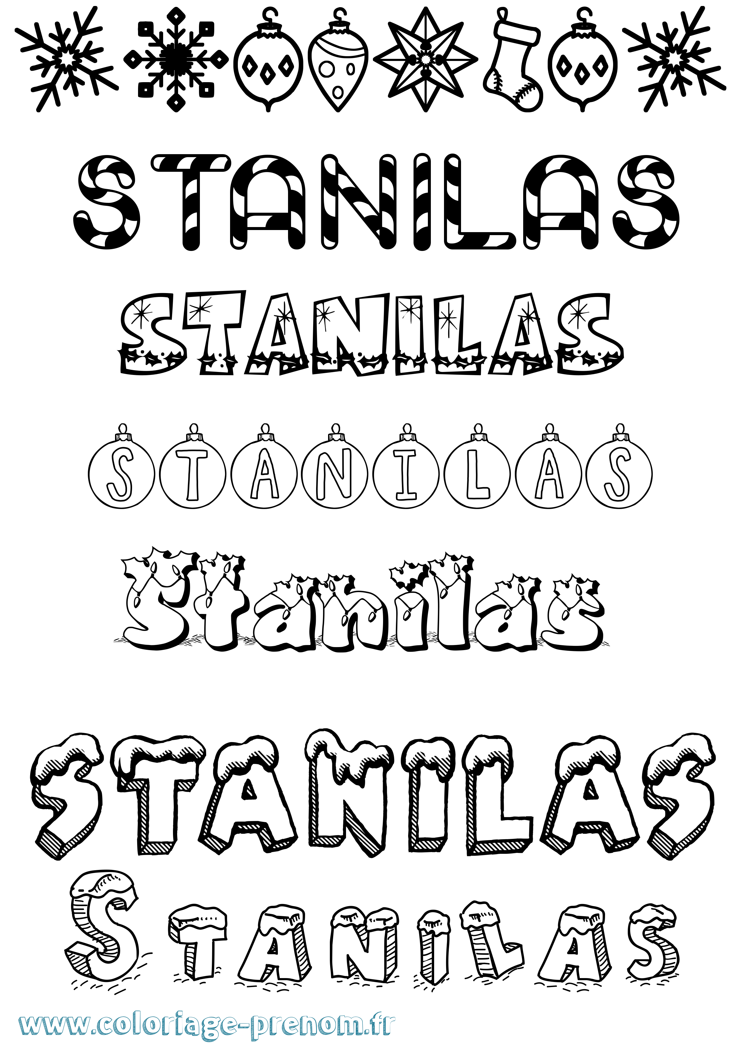 Coloriage Stanilas Noël Coloriage prénom Stanilas Noël