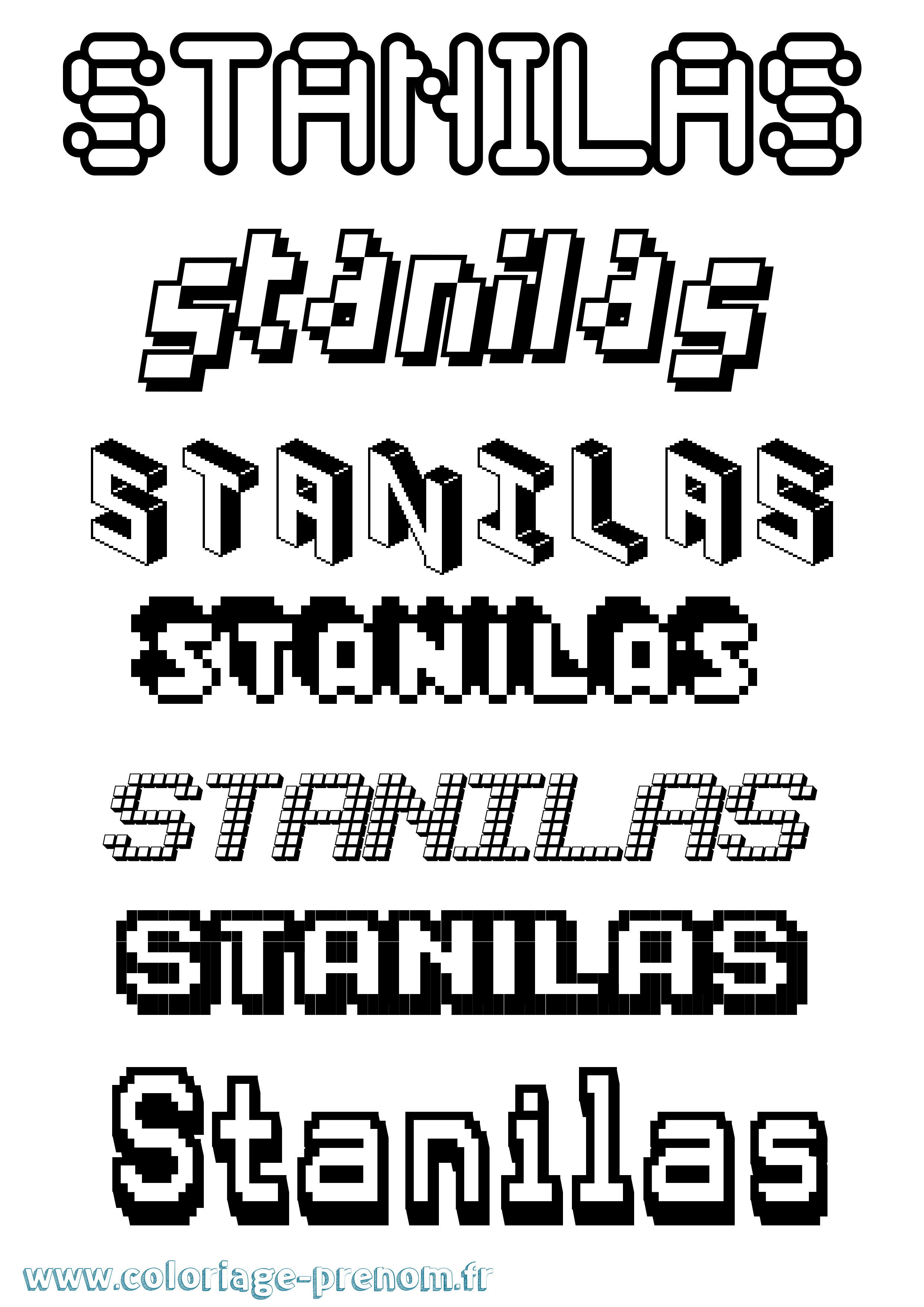 Coloriage Stanilas Pixel Coloriage prénom Stanilas Pixel