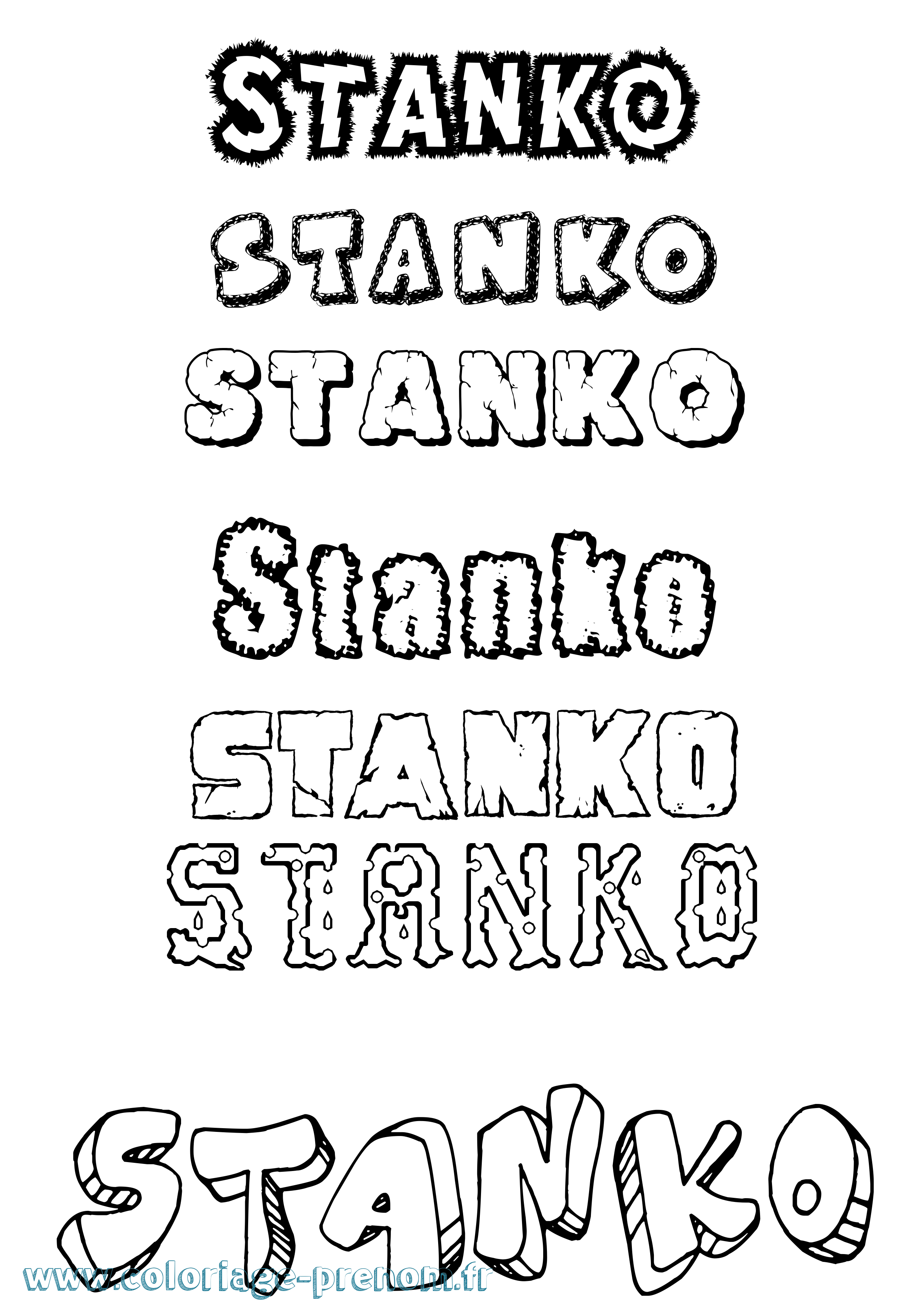 Coloriage Stanko Destructuré Coloriage prénom Stanko Destructuré