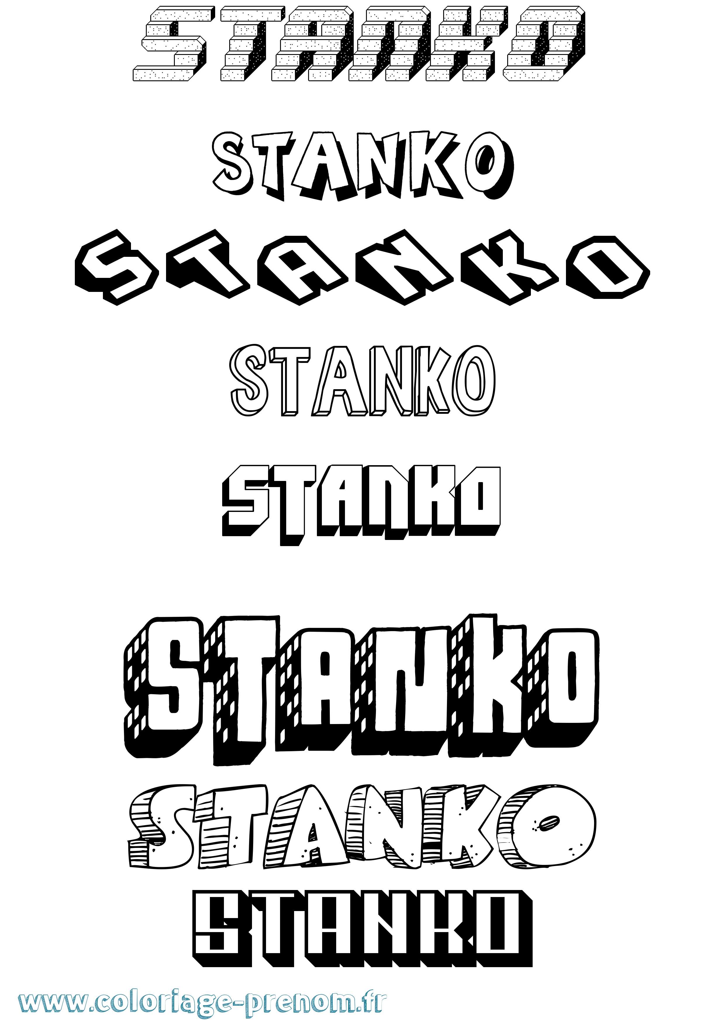 Coloriage Stanko Effet 3D Coloriage prénom Stanko Effet 3D