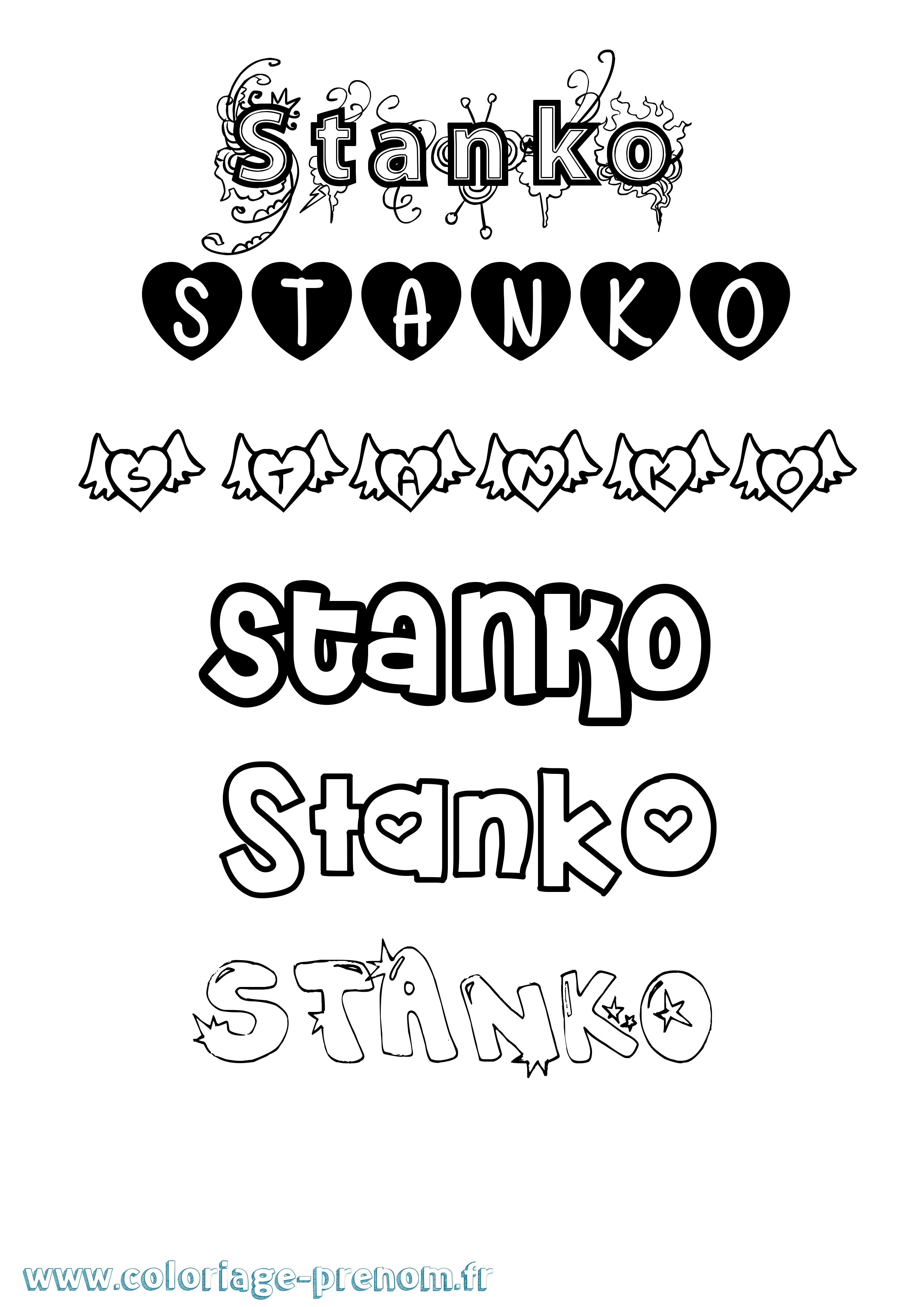 Coloriage Stanko Girly Coloriage prénom Stanko Girly