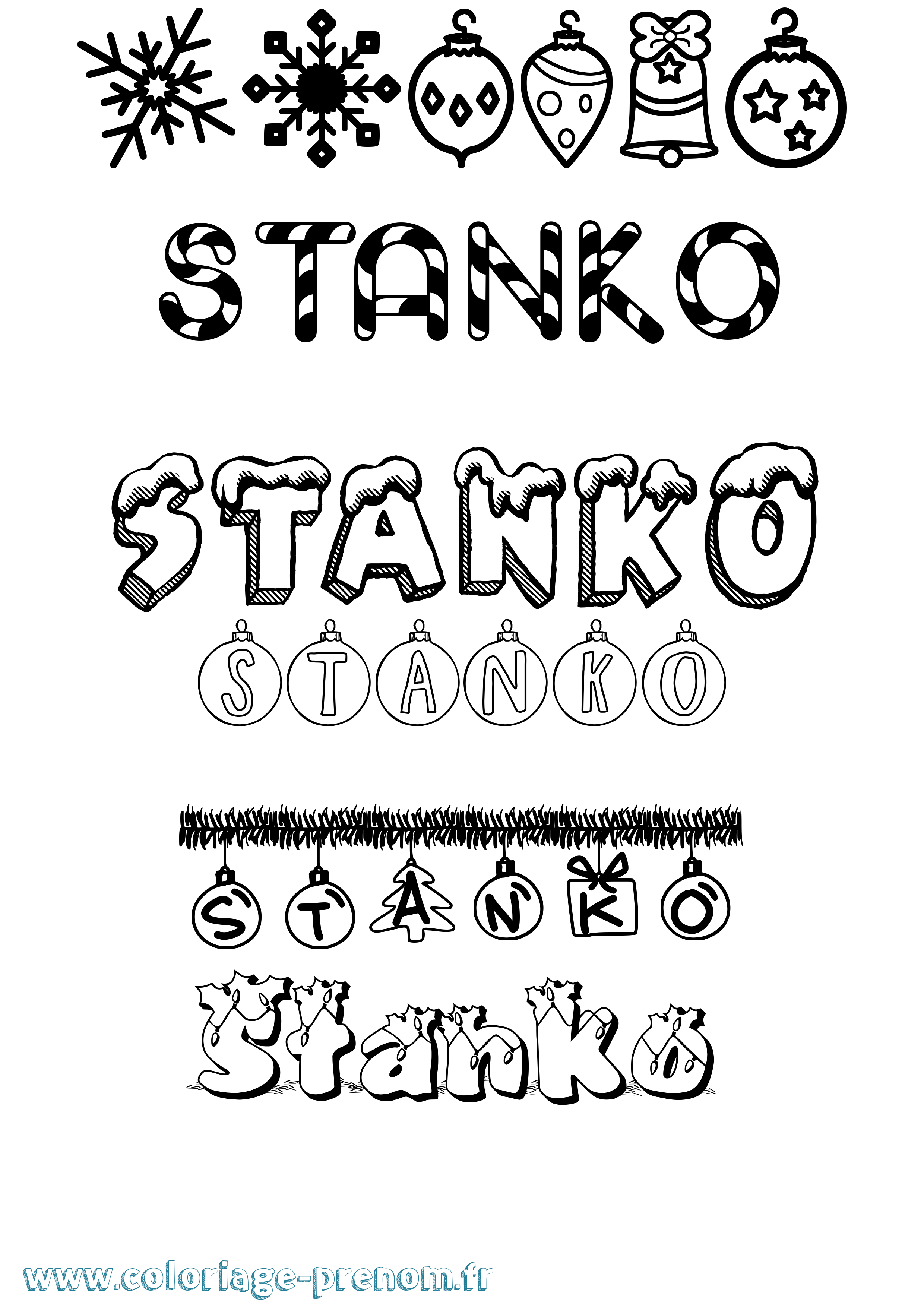 Coloriage Stanko Noël Coloriage prénom Stanko Noël