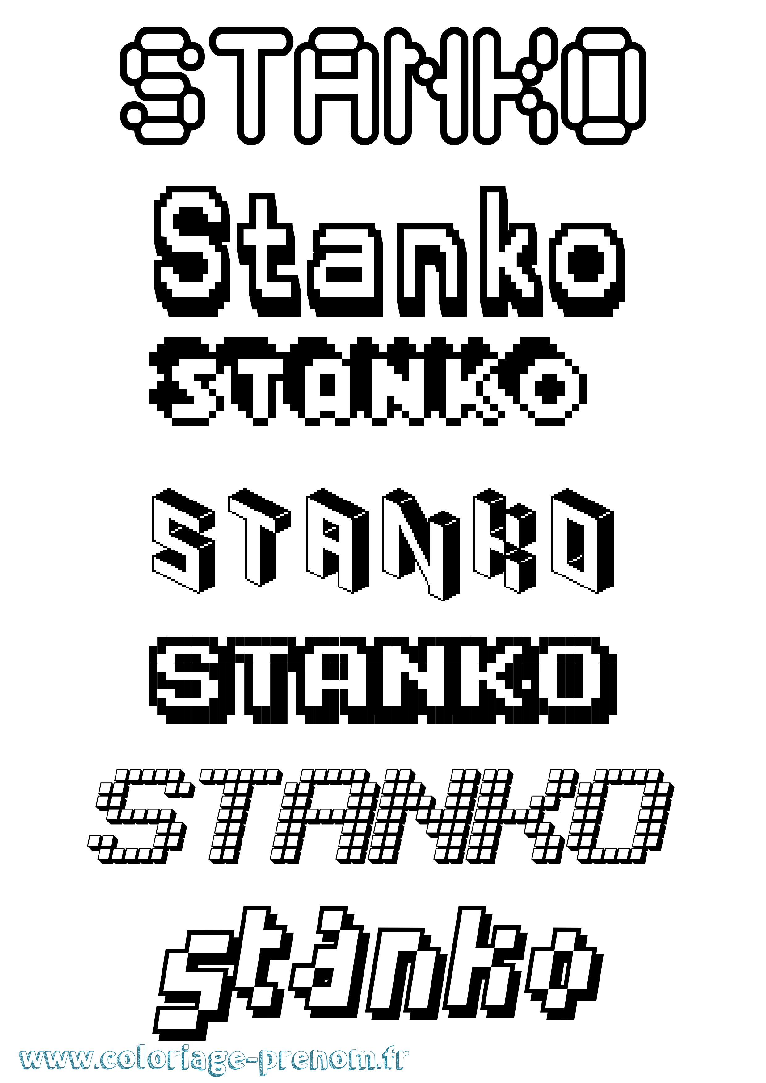 Coloriage Stanko Pixel Coloriage prénom Stanko Pixel