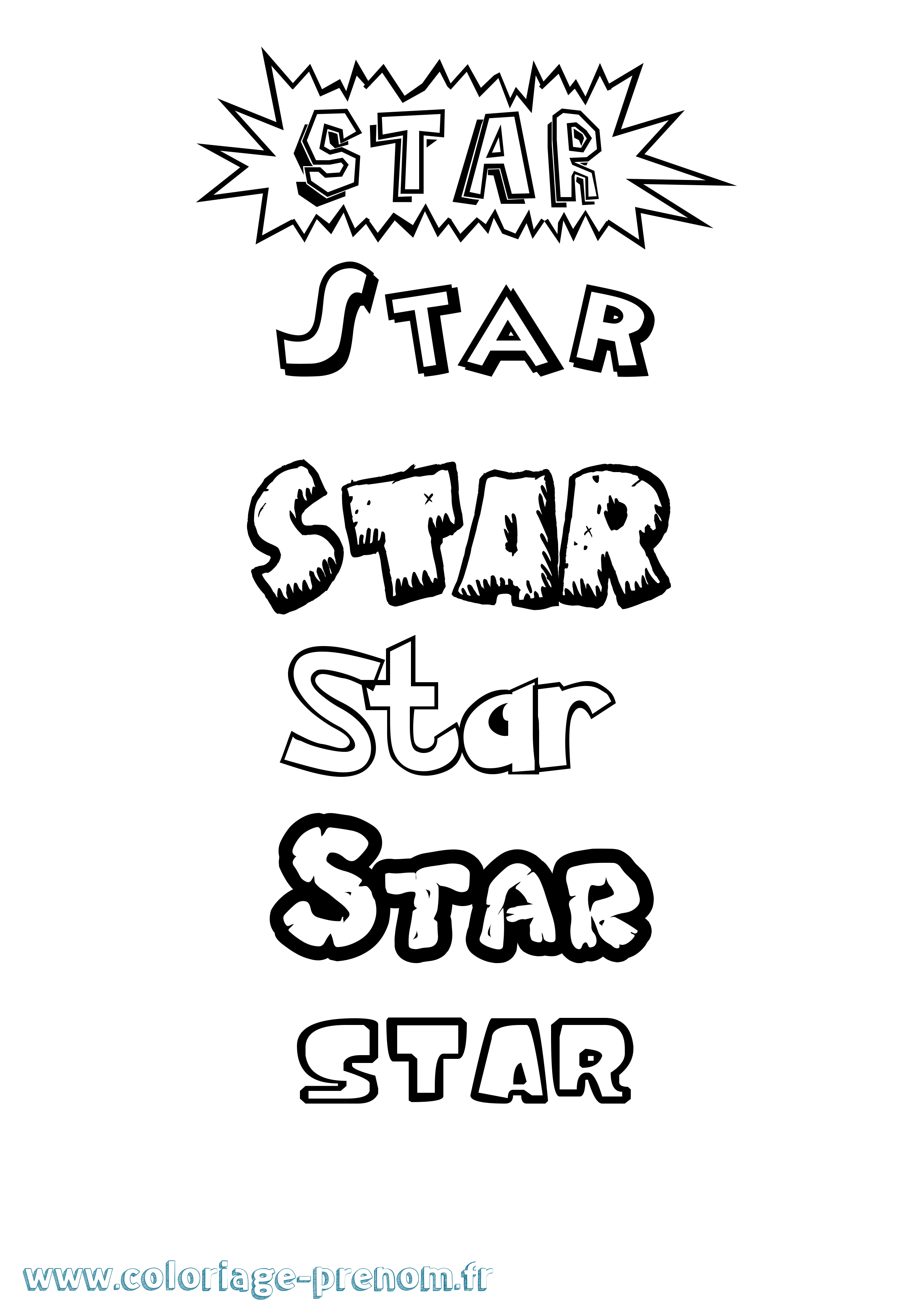 Coloriage Star Dessin Animé Coloriage prénom Star Dessin Animé